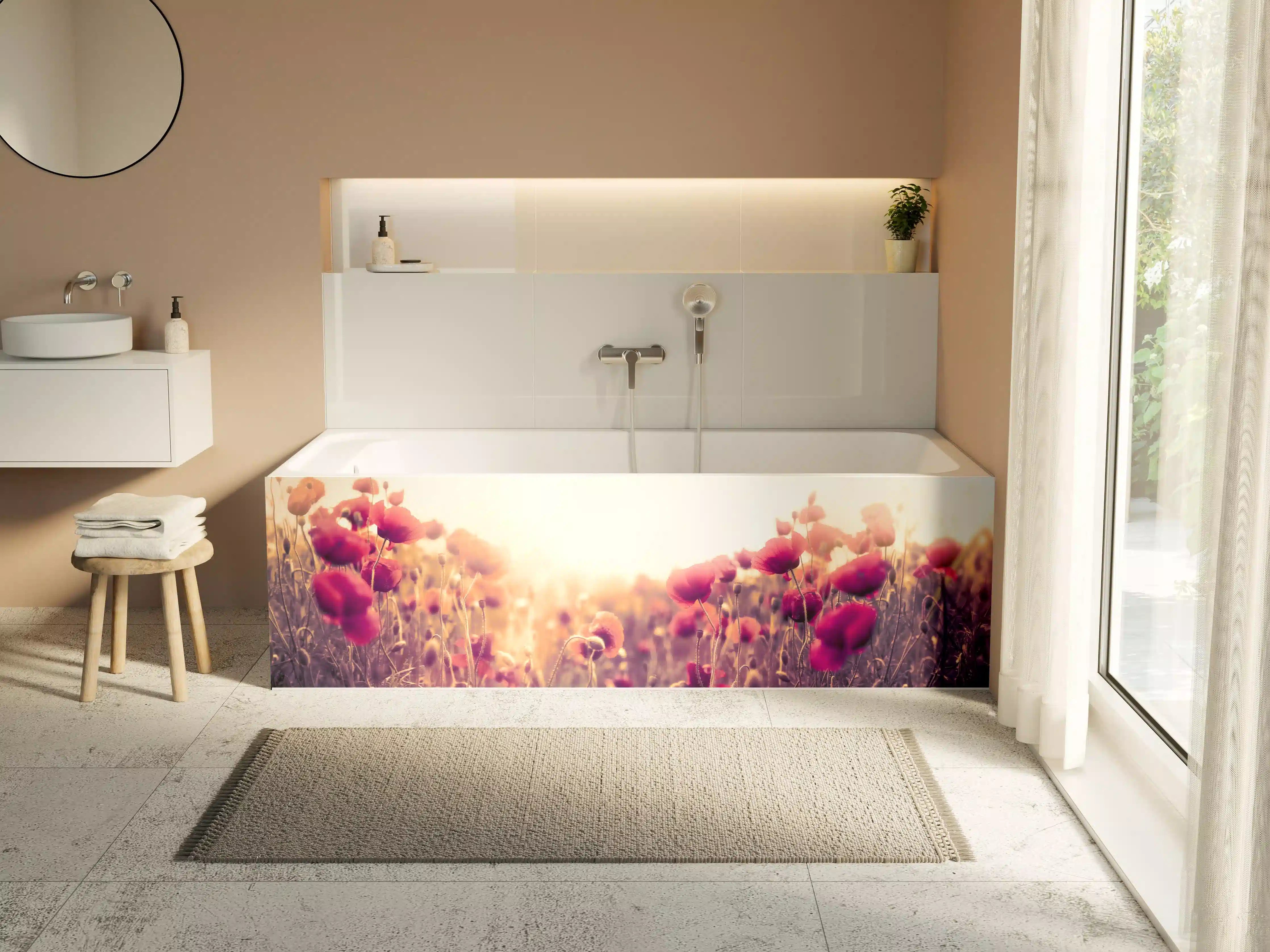 Badewannen-Rückwand - Rote Mohnblumen in der Sonne