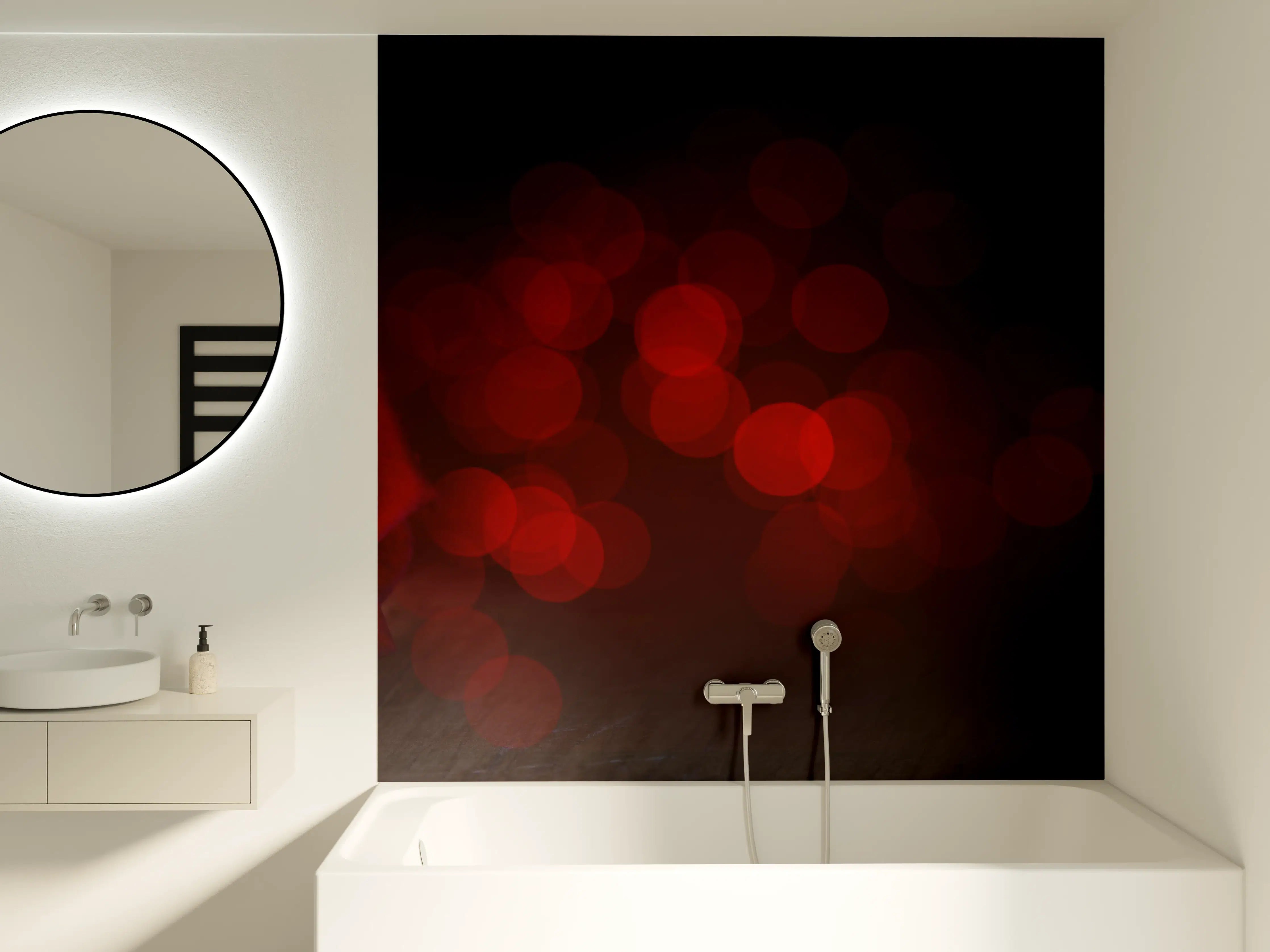 Badewannen-Rückwand - Rote Rose auf schwarzem Hintergrund