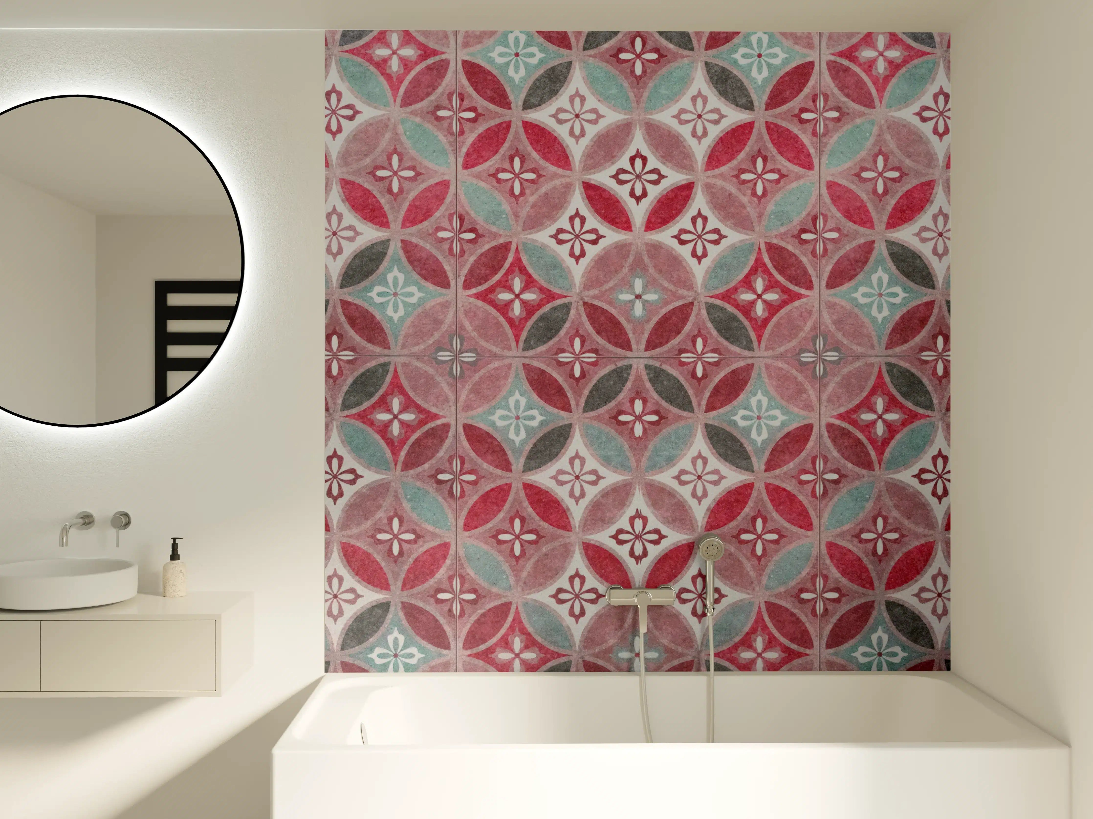 Badewannen-Rückwand - Rote anthrazit Struktur