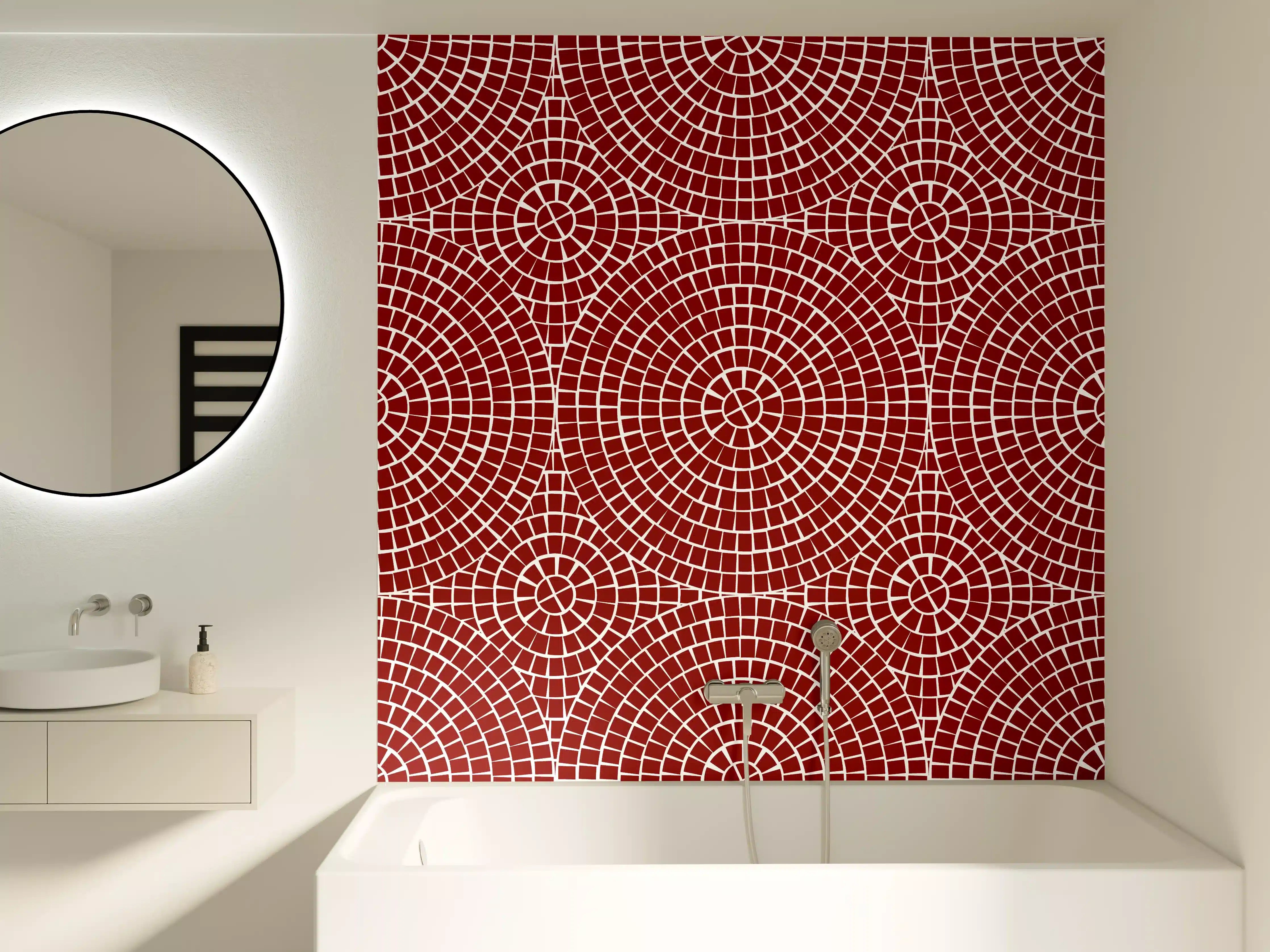 Badewannen-Rückwand - Rote geometrische Mustermuster