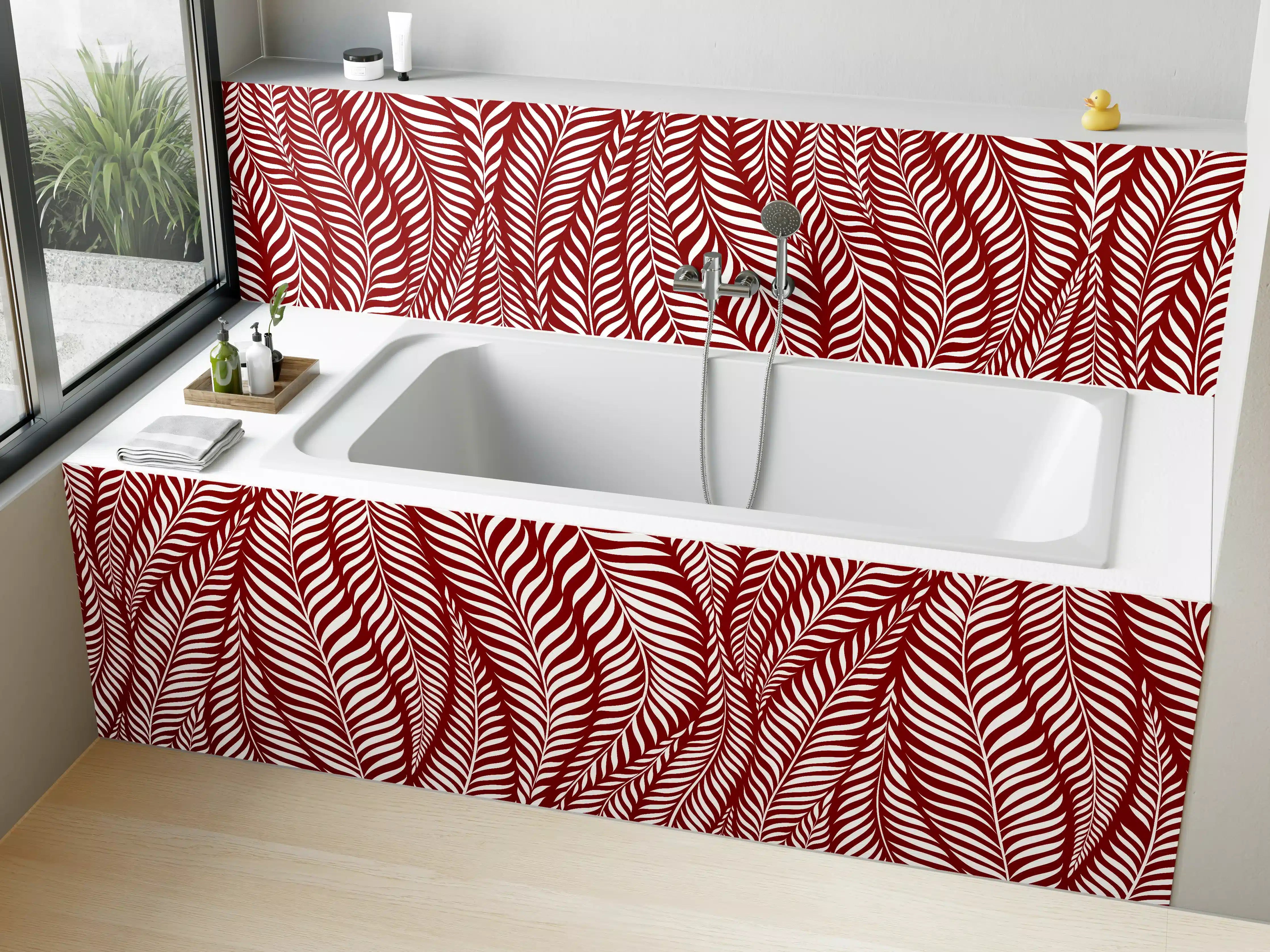 Badewannen-Rückwand - Rote und Weiße Streifenmuster-Textur