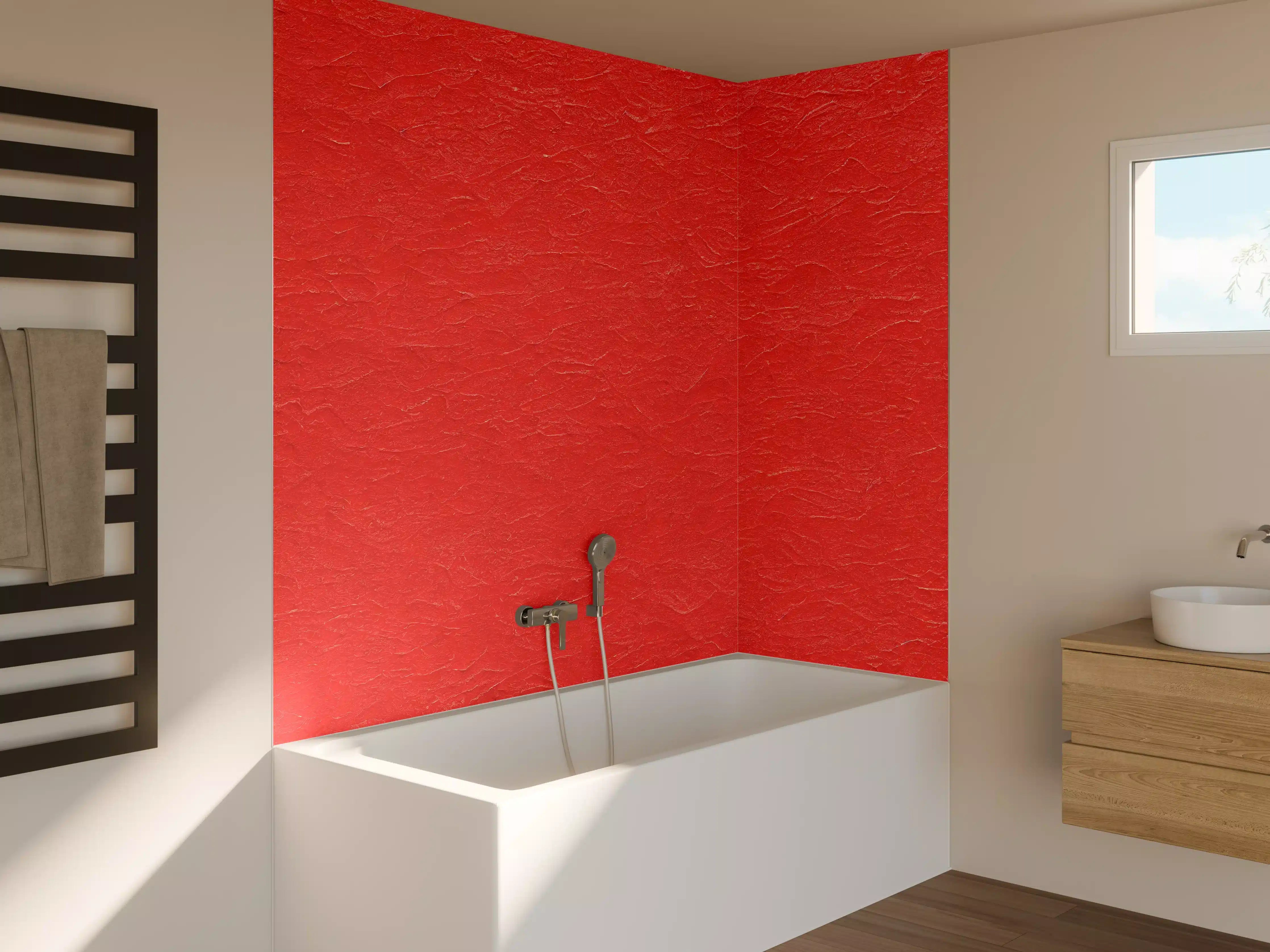 Badewannen-Rückwand - Rotes Wandmuster