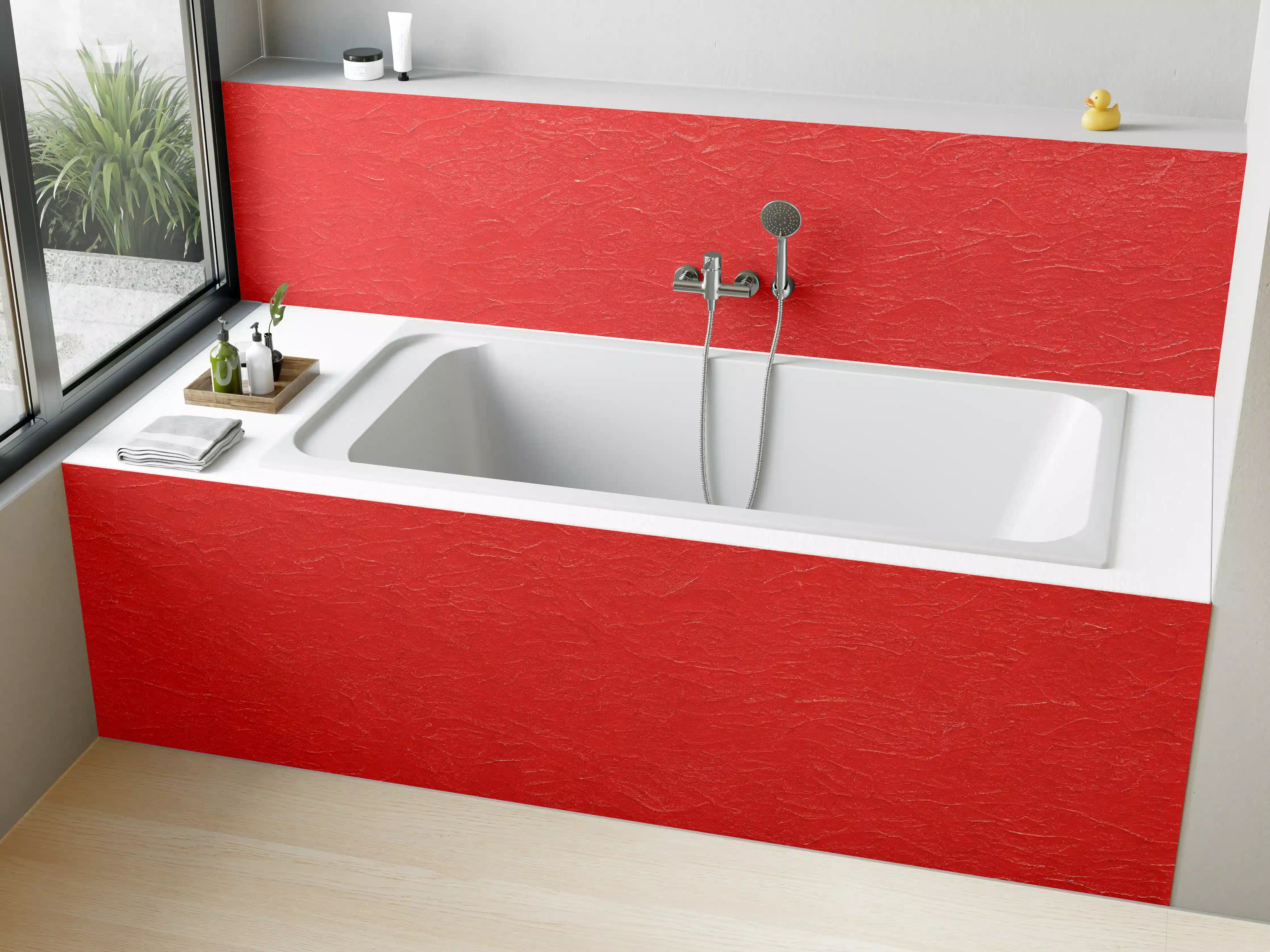 Badewannen-Rückwand - Rotes Wandmuster