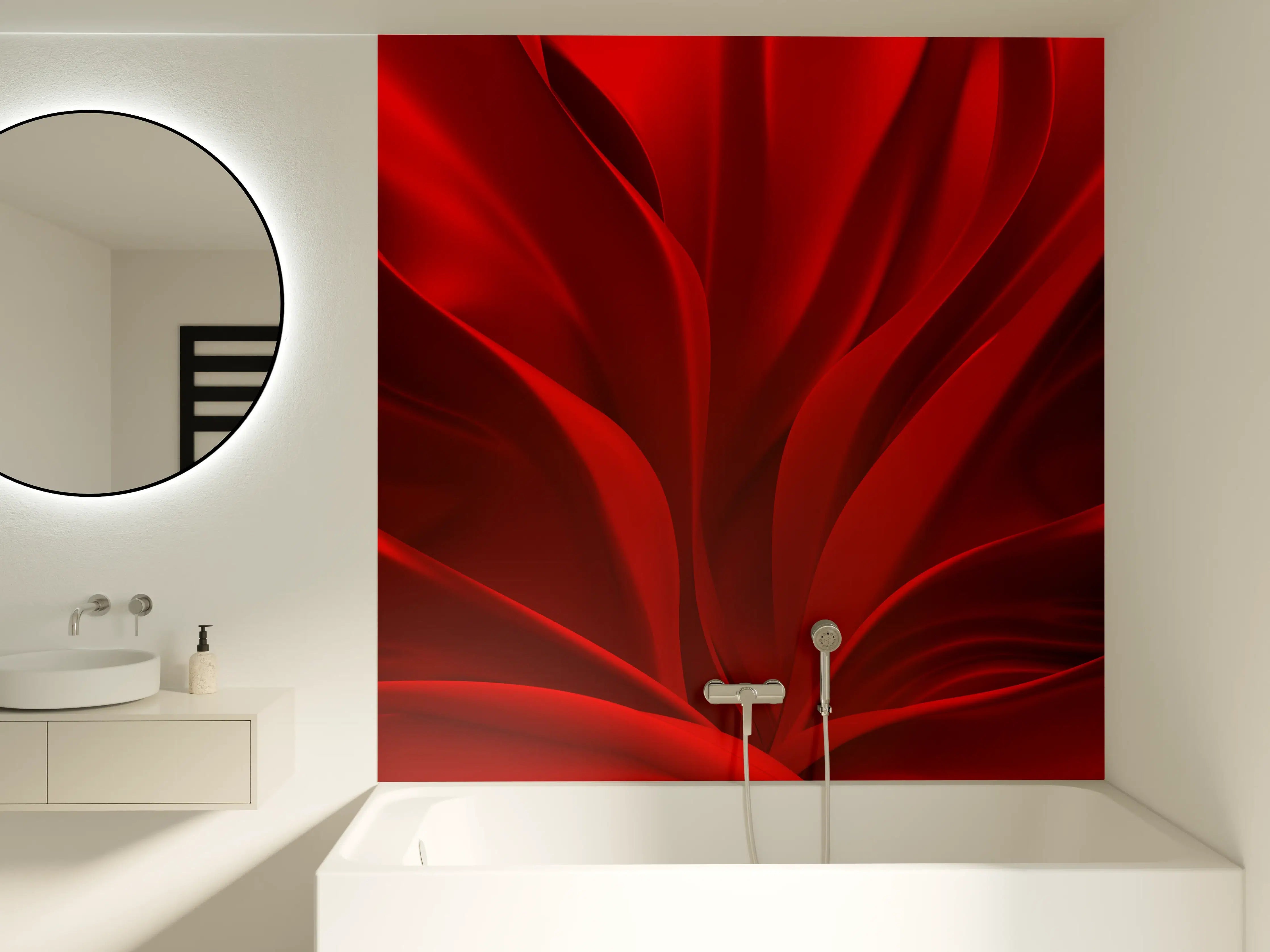 Badewannen-Rückwand - Rotes Wellen Muster