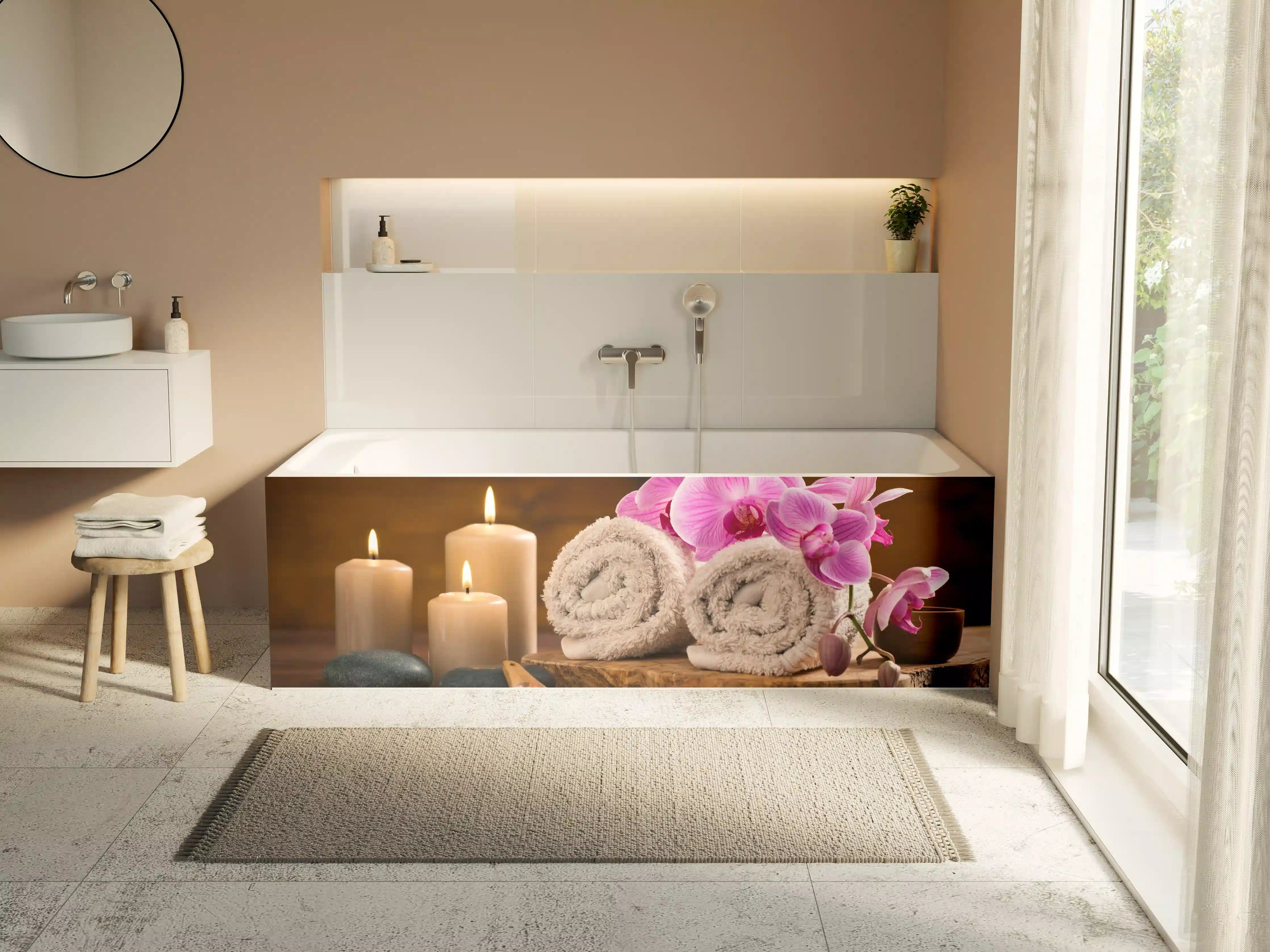 Badewannen-Rückwand - Ruhiger Spa- und Wellnessbereich