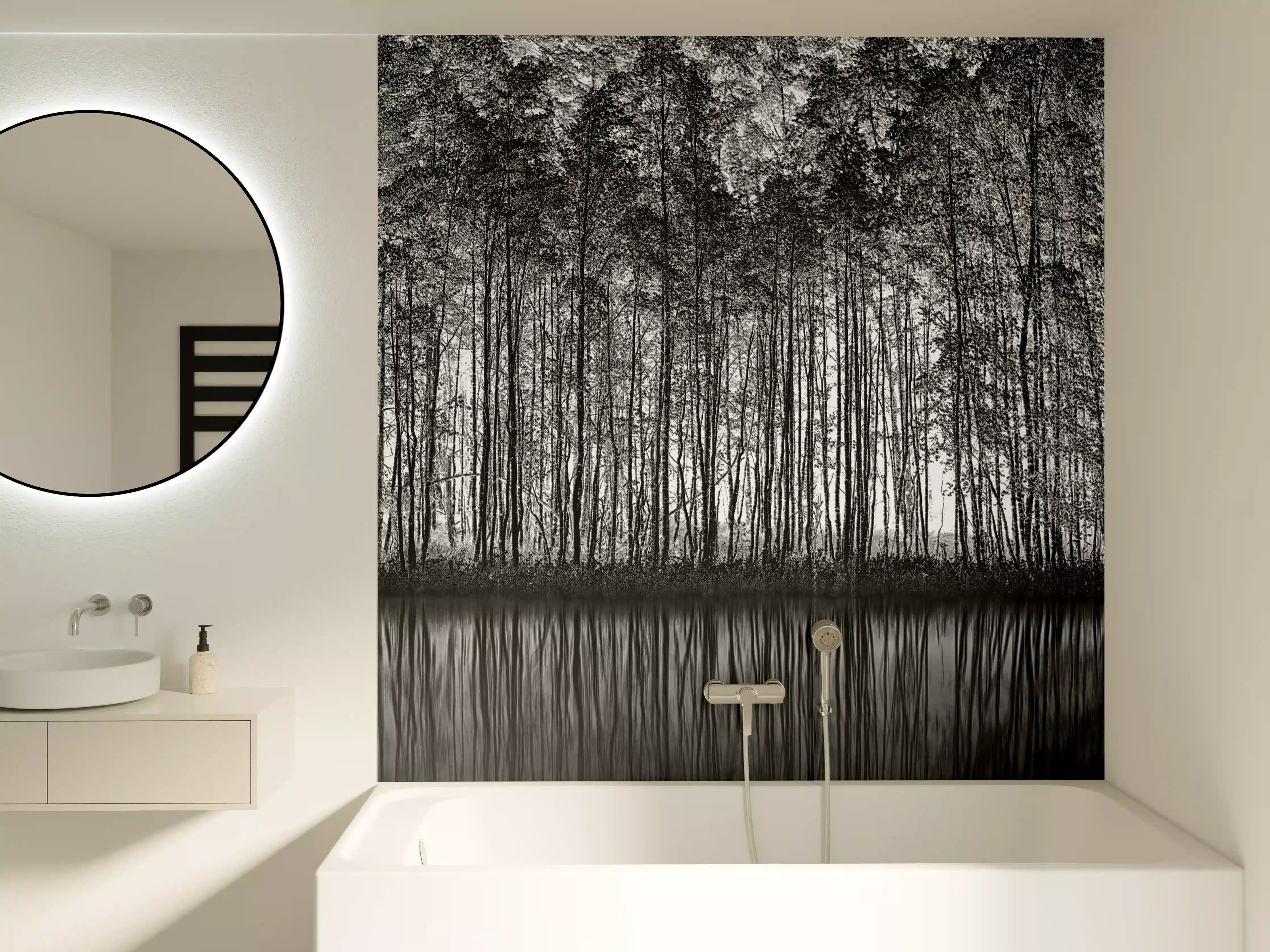 Badewannen-Rückwand - Ruhiger Wald - Wasser Reflektion