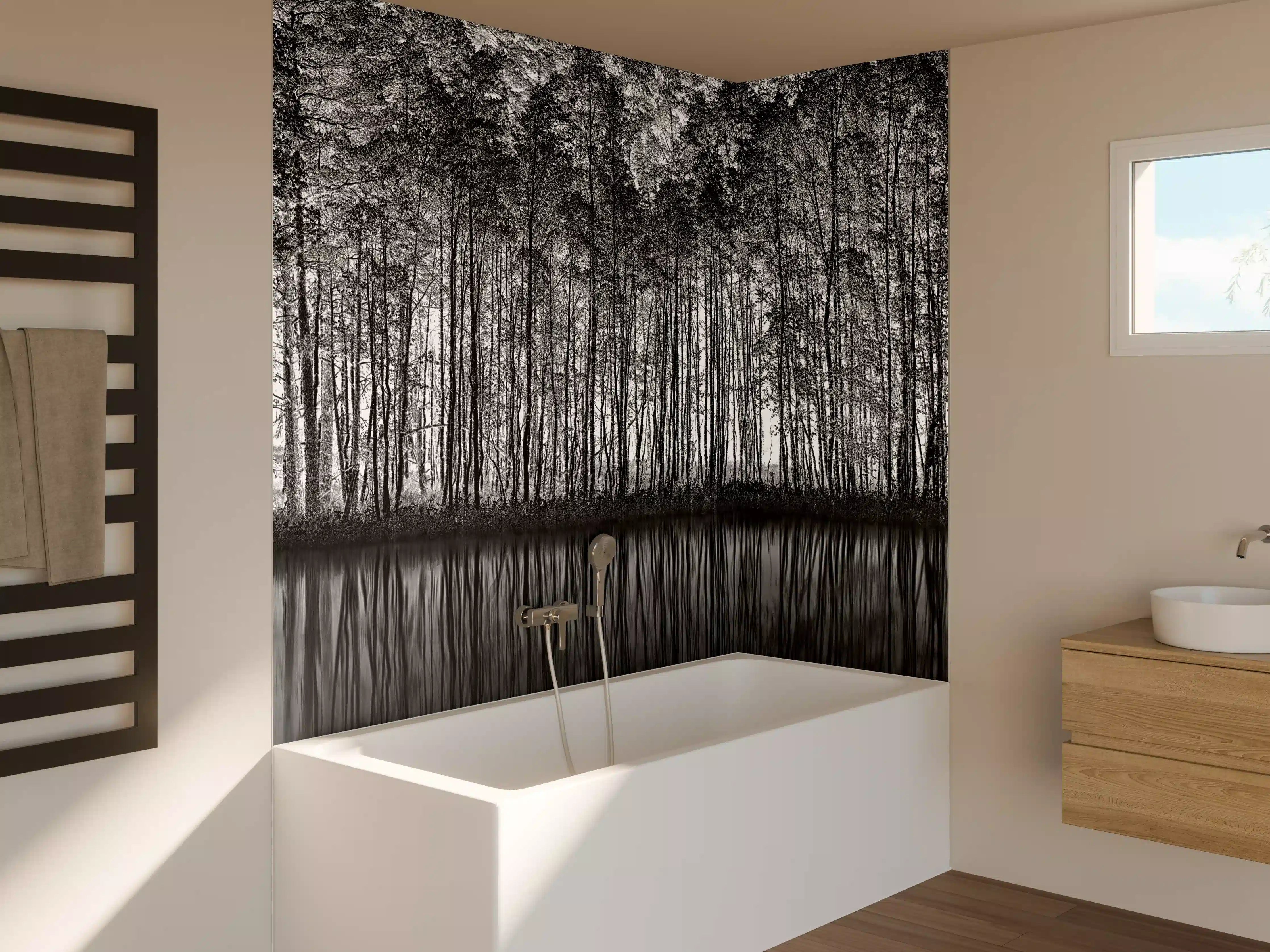 Badewannen-Rückwand - Ruhiger Wald - Wasser Reflektion