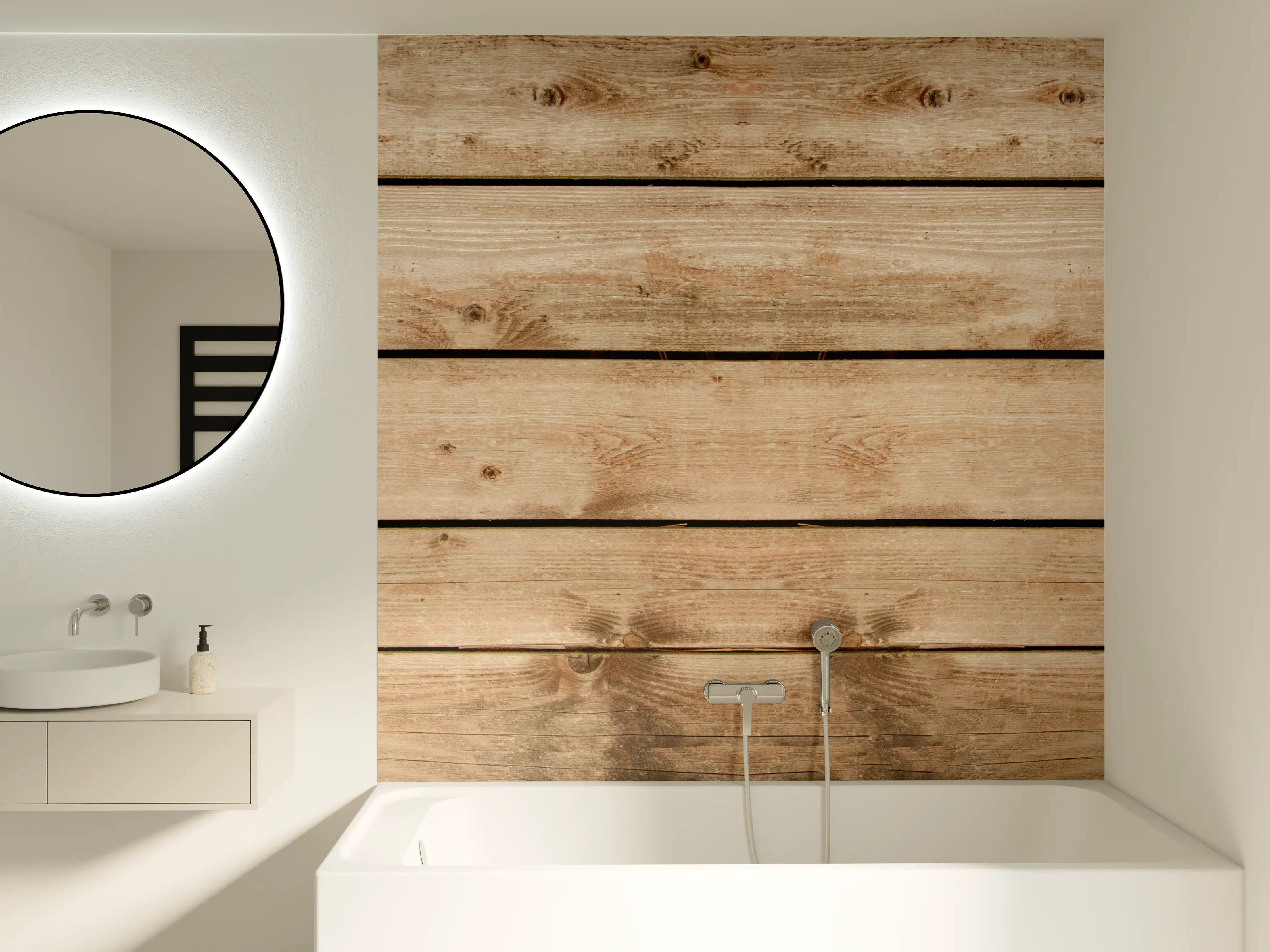 Badewannen-Rückwand - Rustikale Braun-Holz-Textur