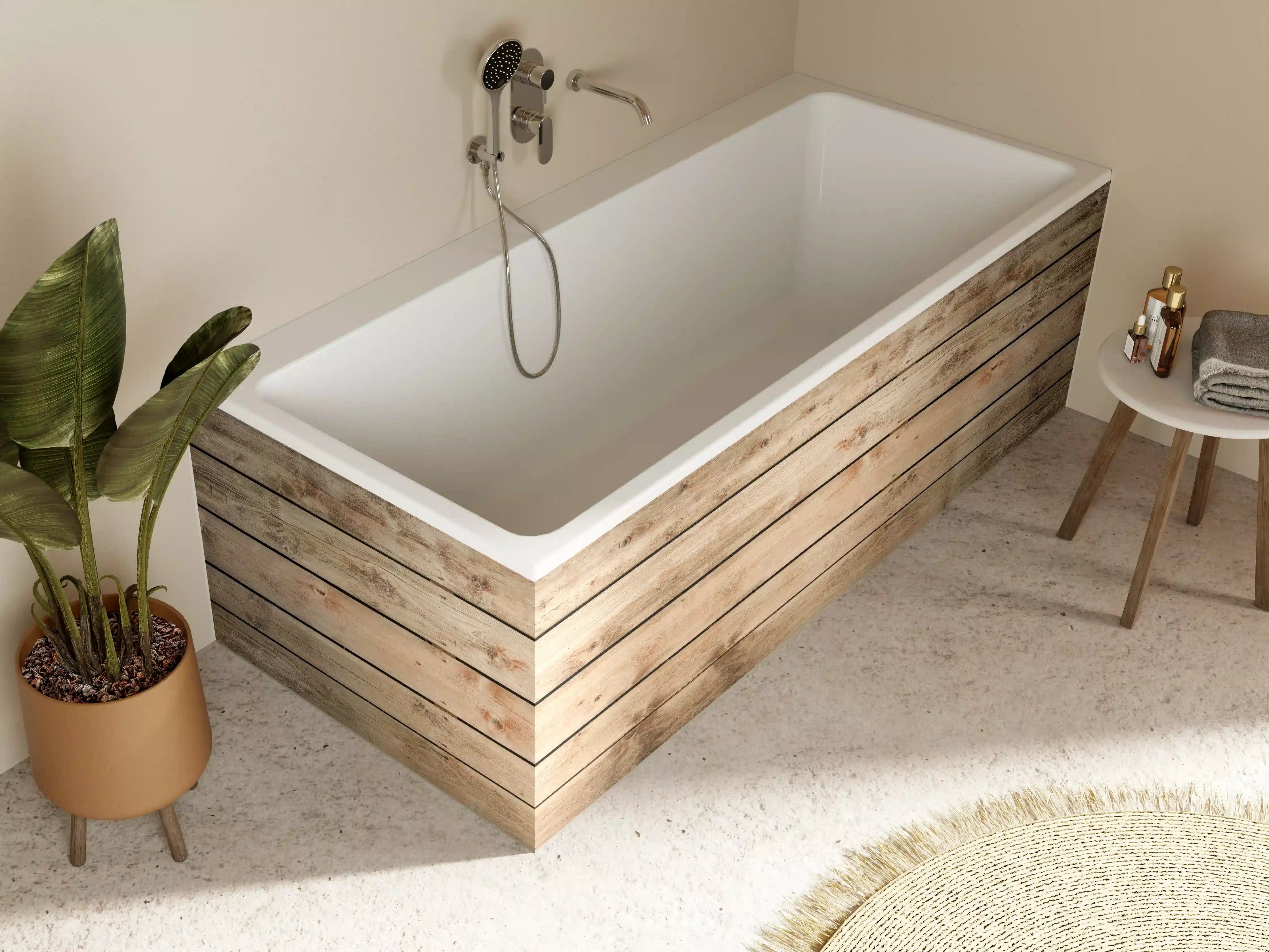 Badewannen-Rückwand - Rustikale Braun-Holz-Textur