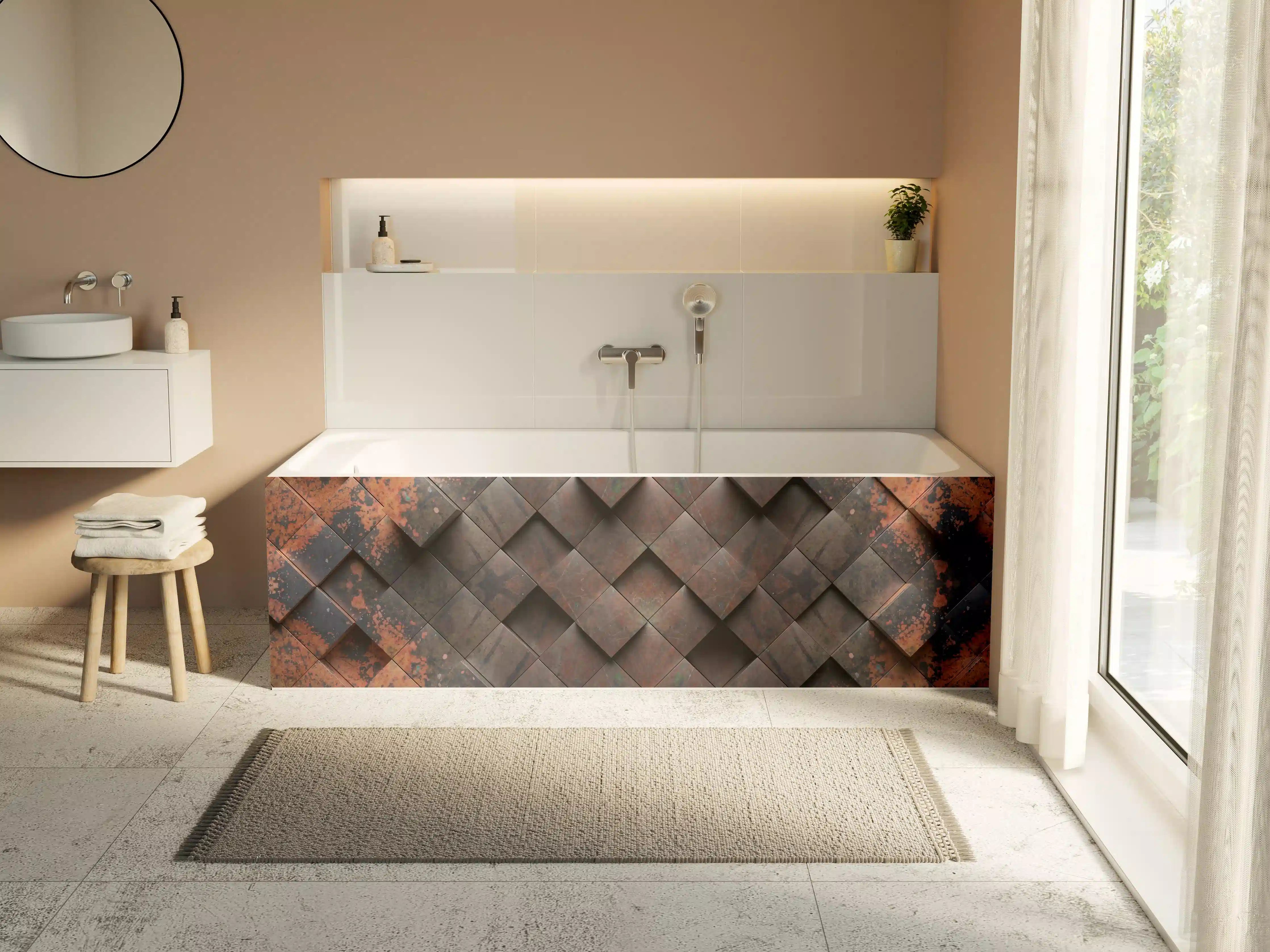 Badewannen-Rückwand - Rustikale Liebhabermauer im Retrostil