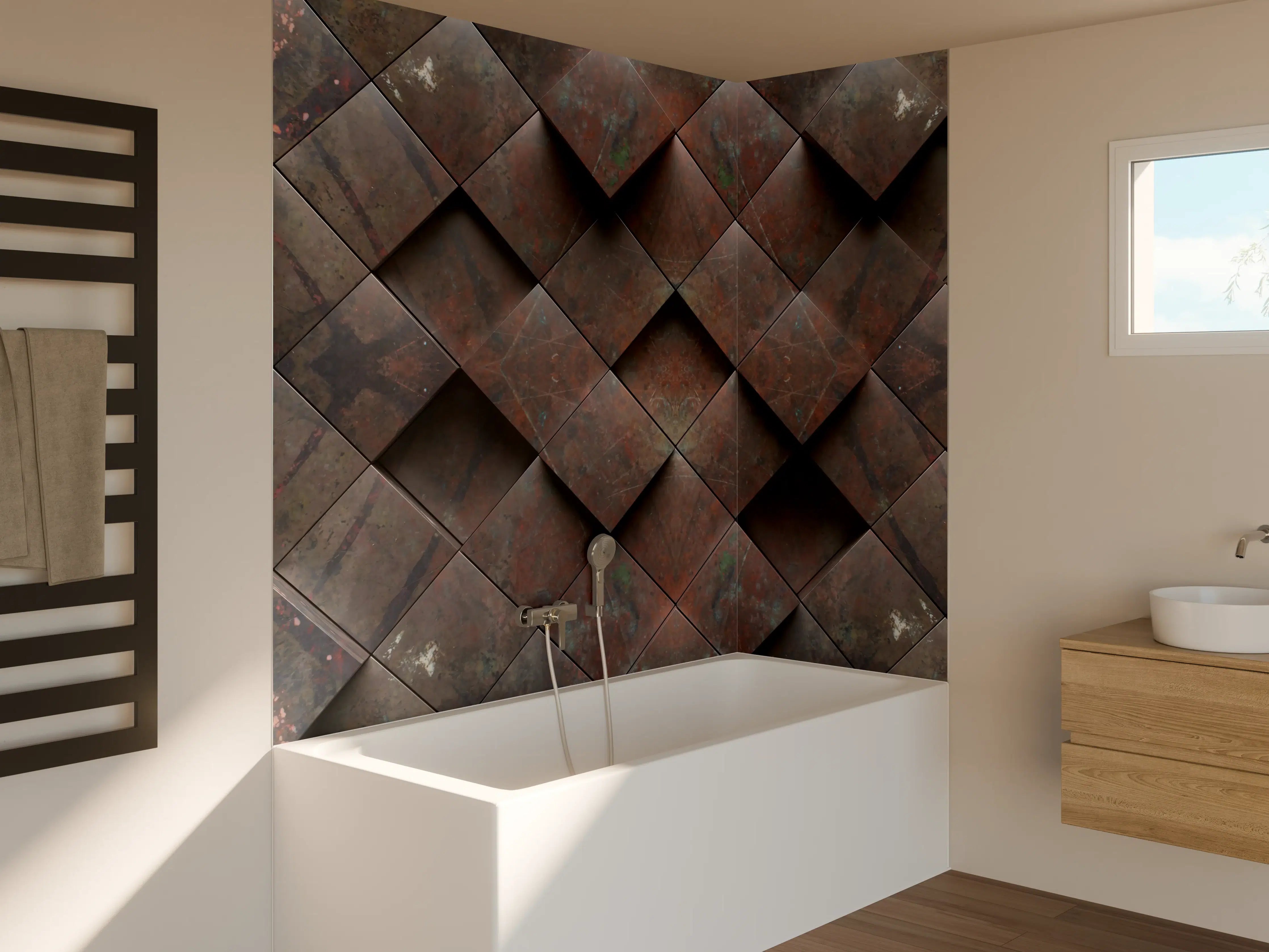 Badewannen-Rückwand - Rustikale Liebhabermauer im Retrostil