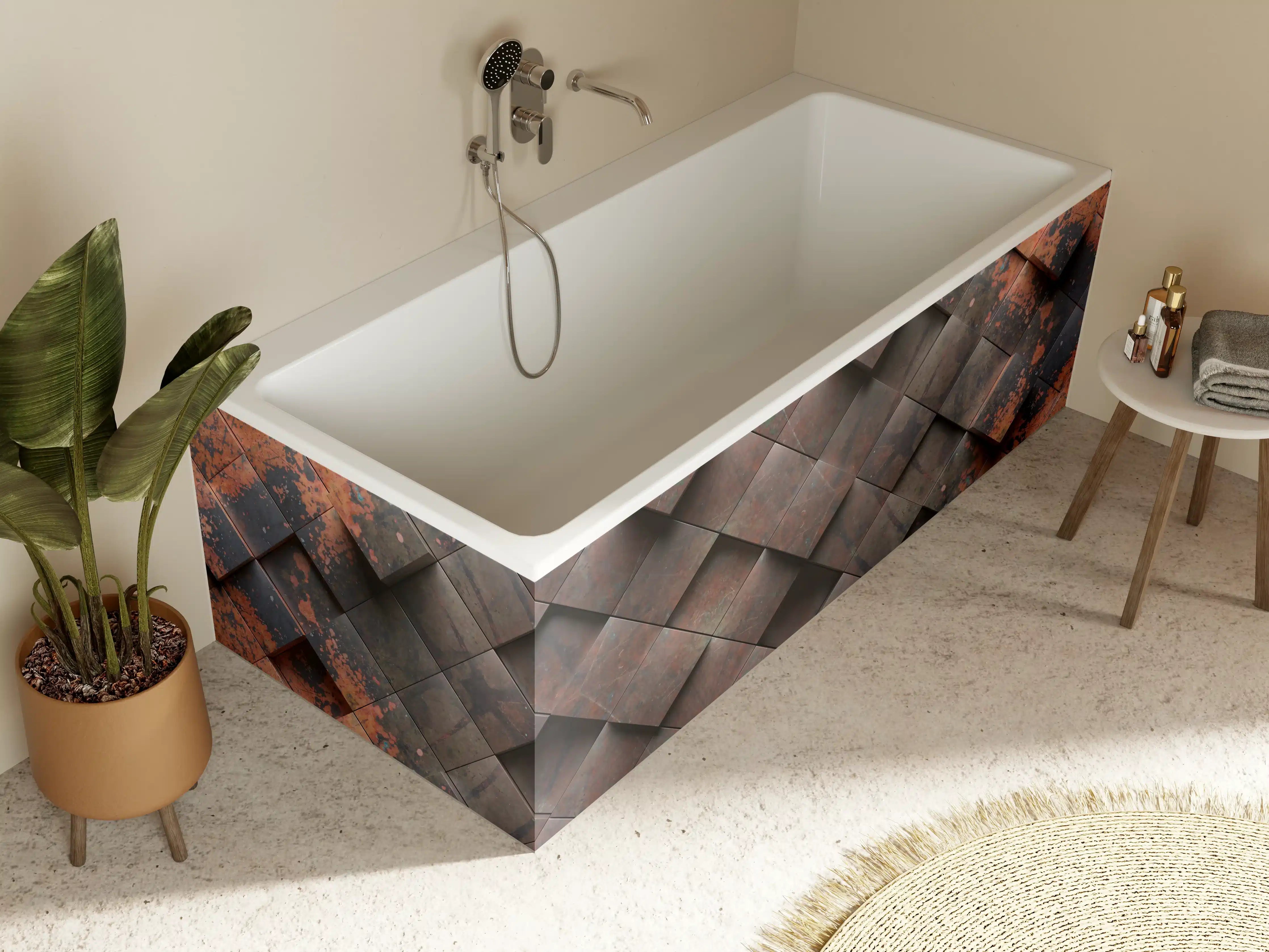 Badewannen-Rückwand - Rustikale Liebhabermauer im Retrostil