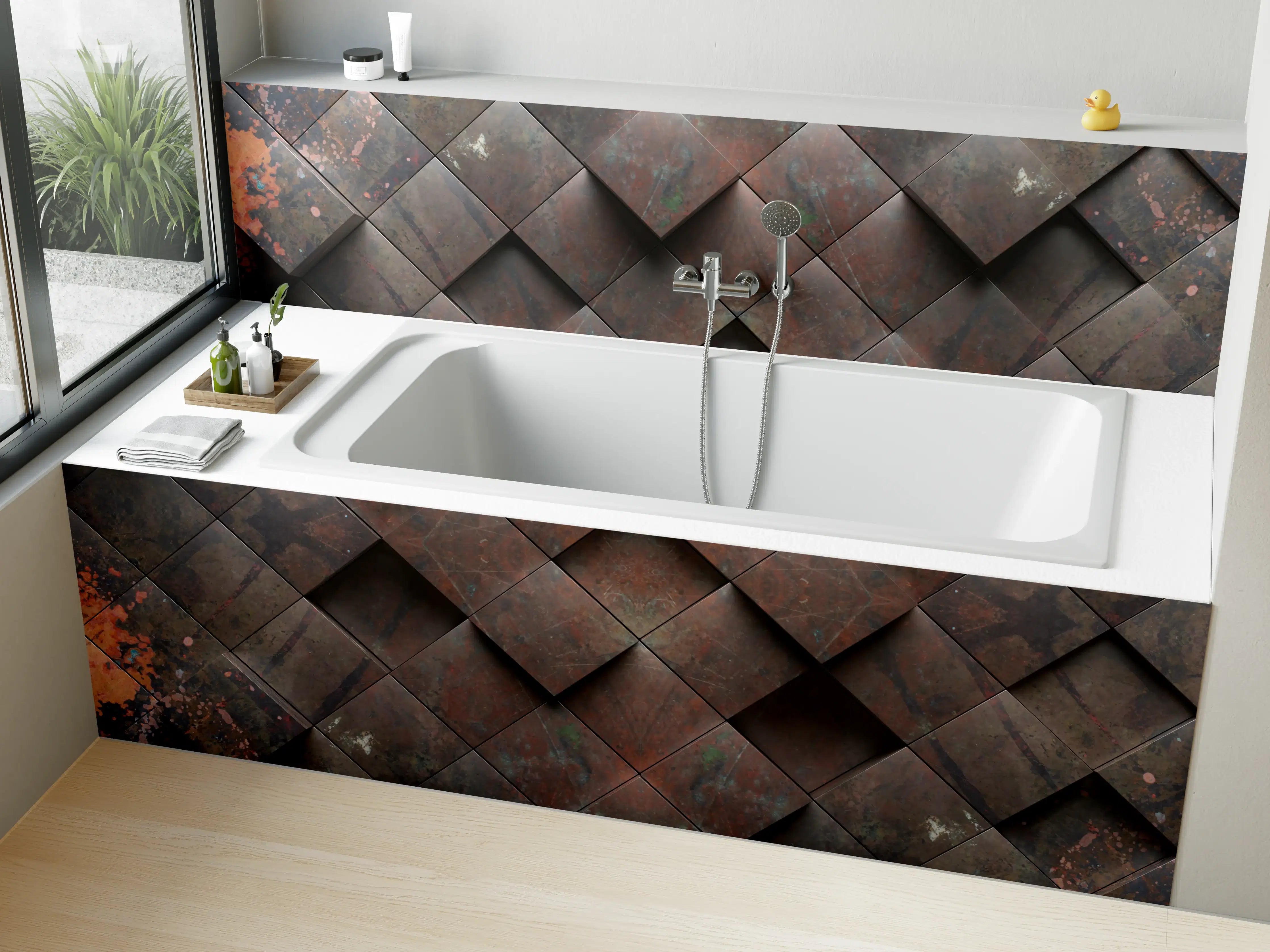 Badewannen-Rückwand - Rustikale Liebhabermauer im Retrostil