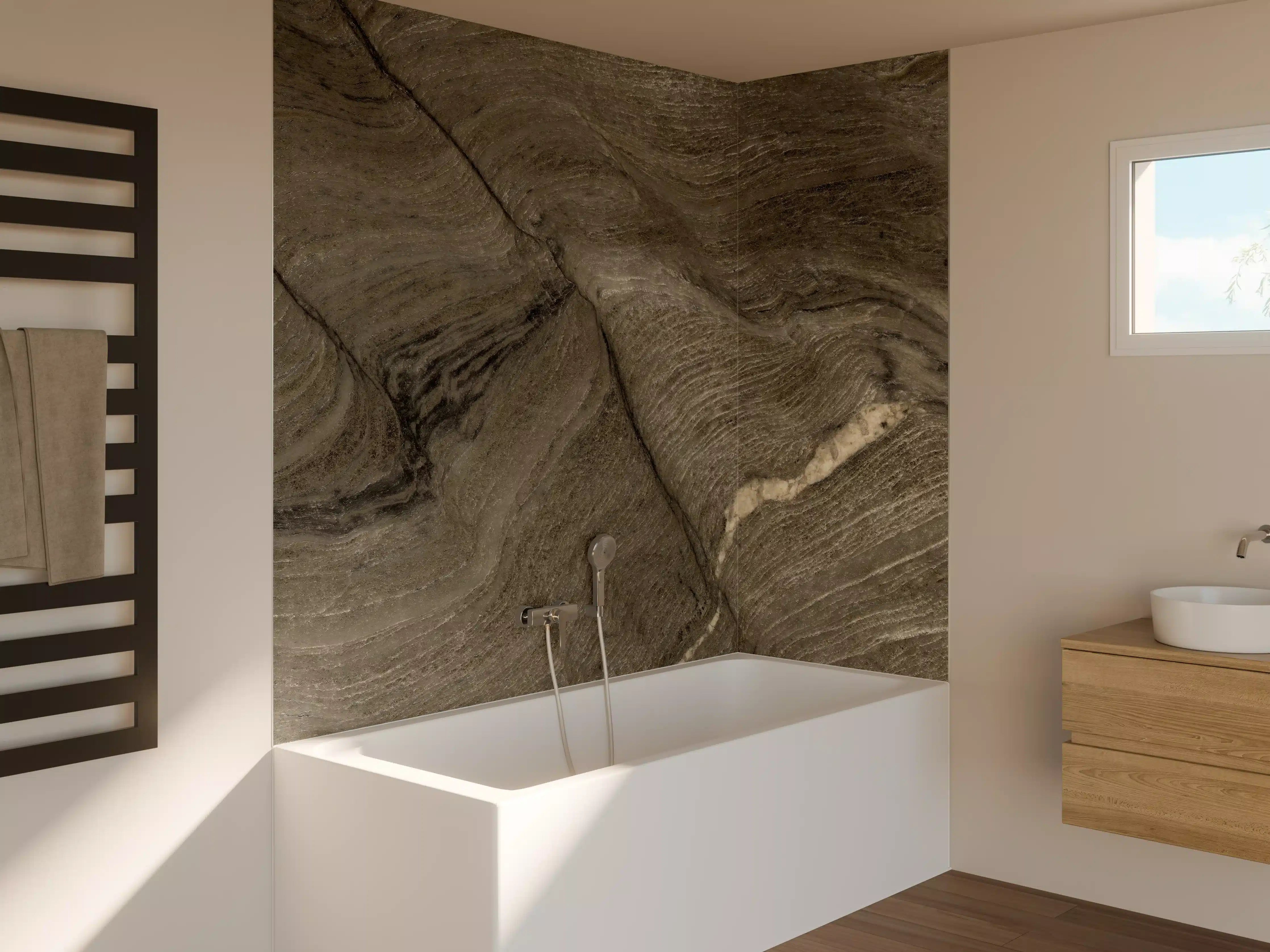 Badewannen-Rückwand - Rustikale Marmor Textur