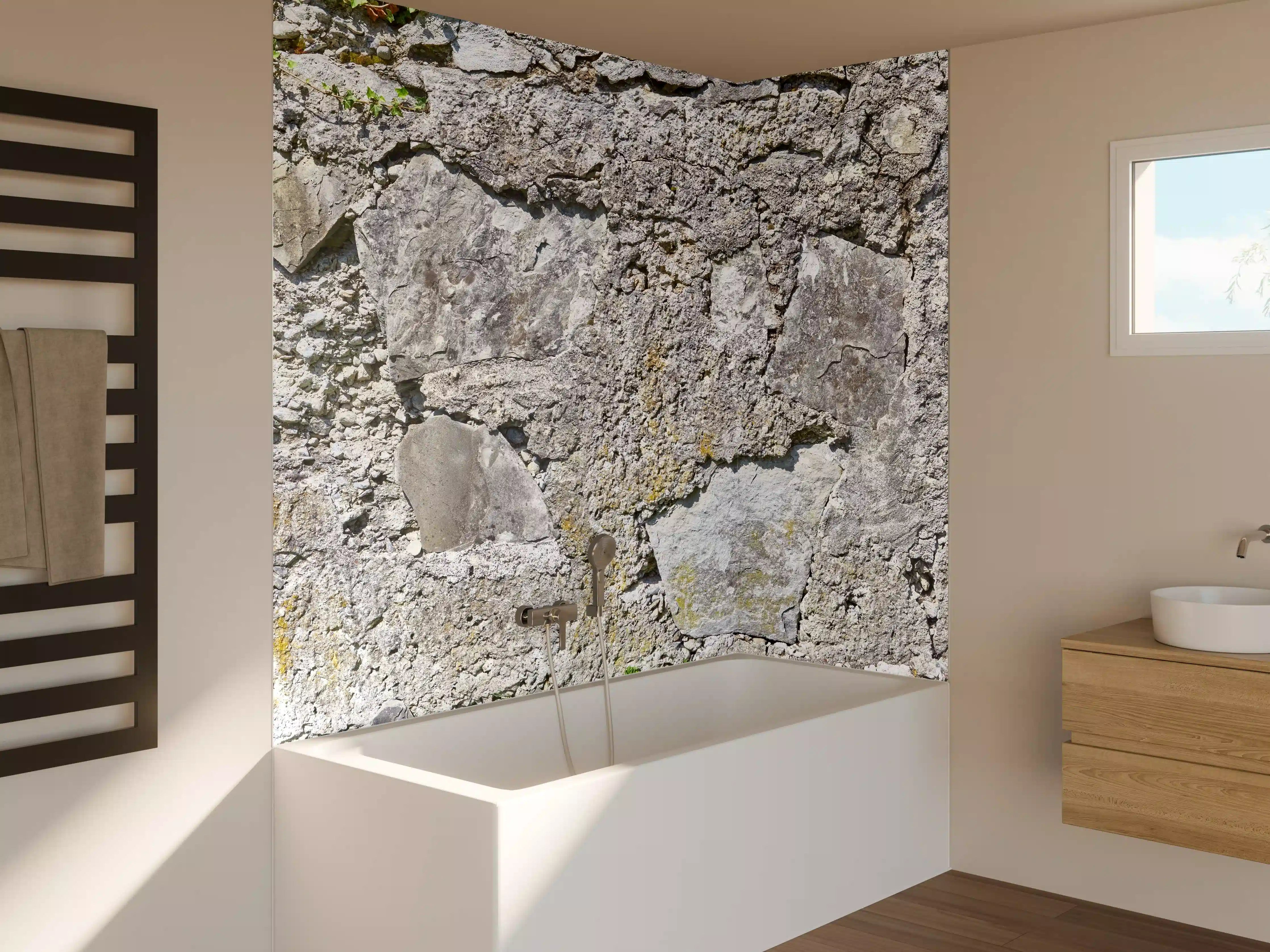 Badewannen-Rückwand - Rustikale Schiefermauer