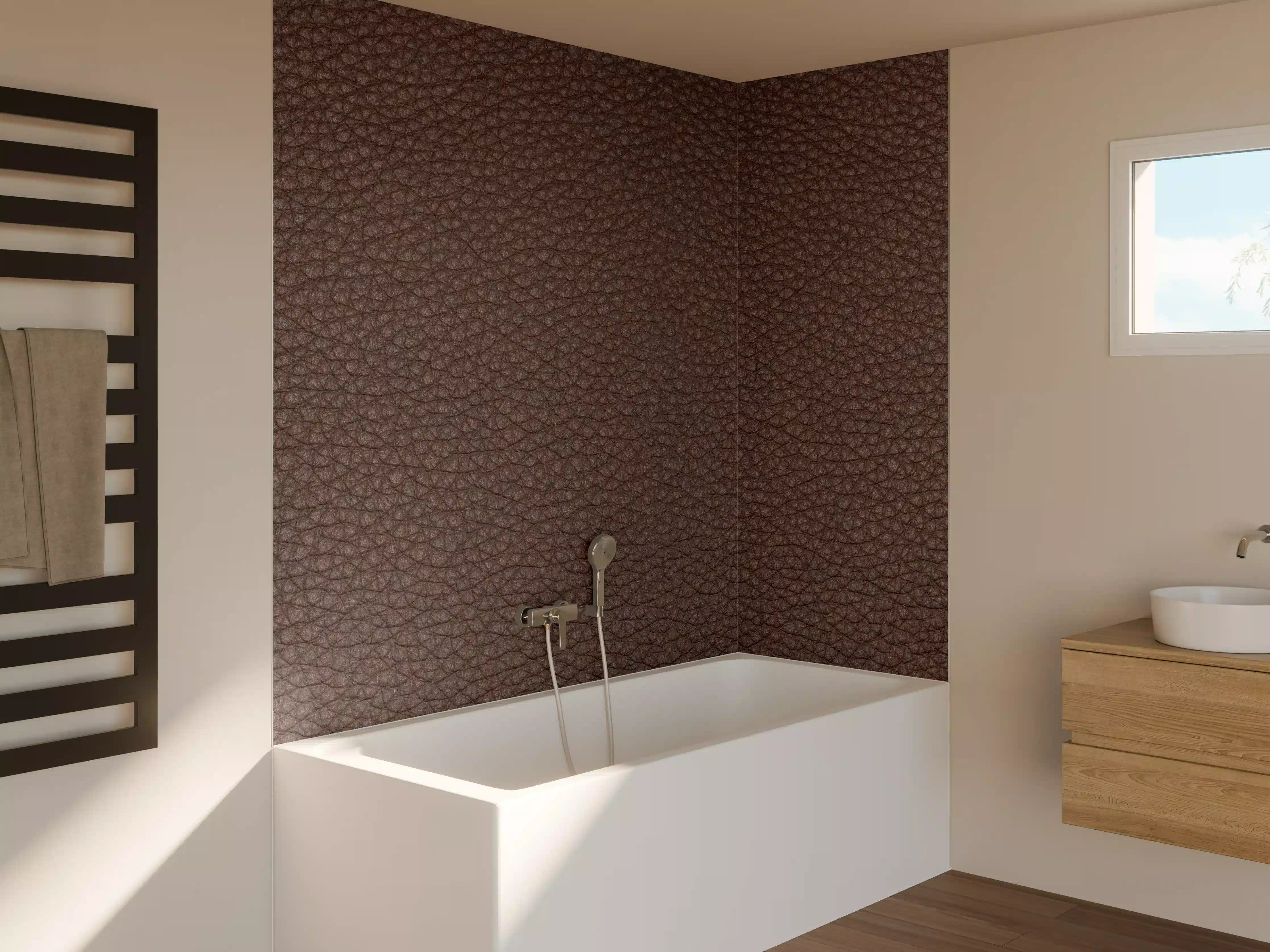 Badewannen-Rückwand - Rustikales Dunkelbraun Leder