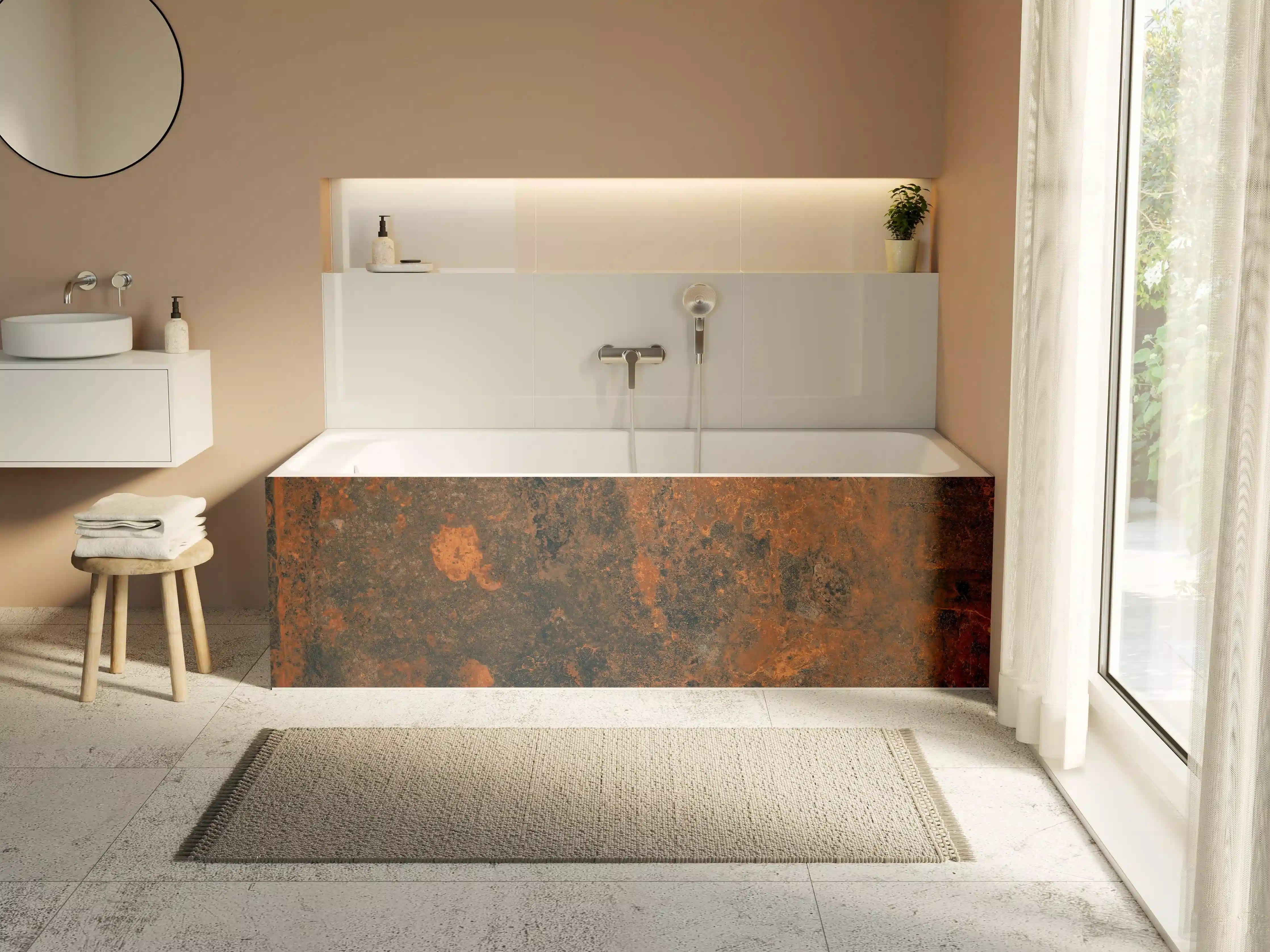 Badewannen-Rückwand - Rustikales Metall Tesxtur