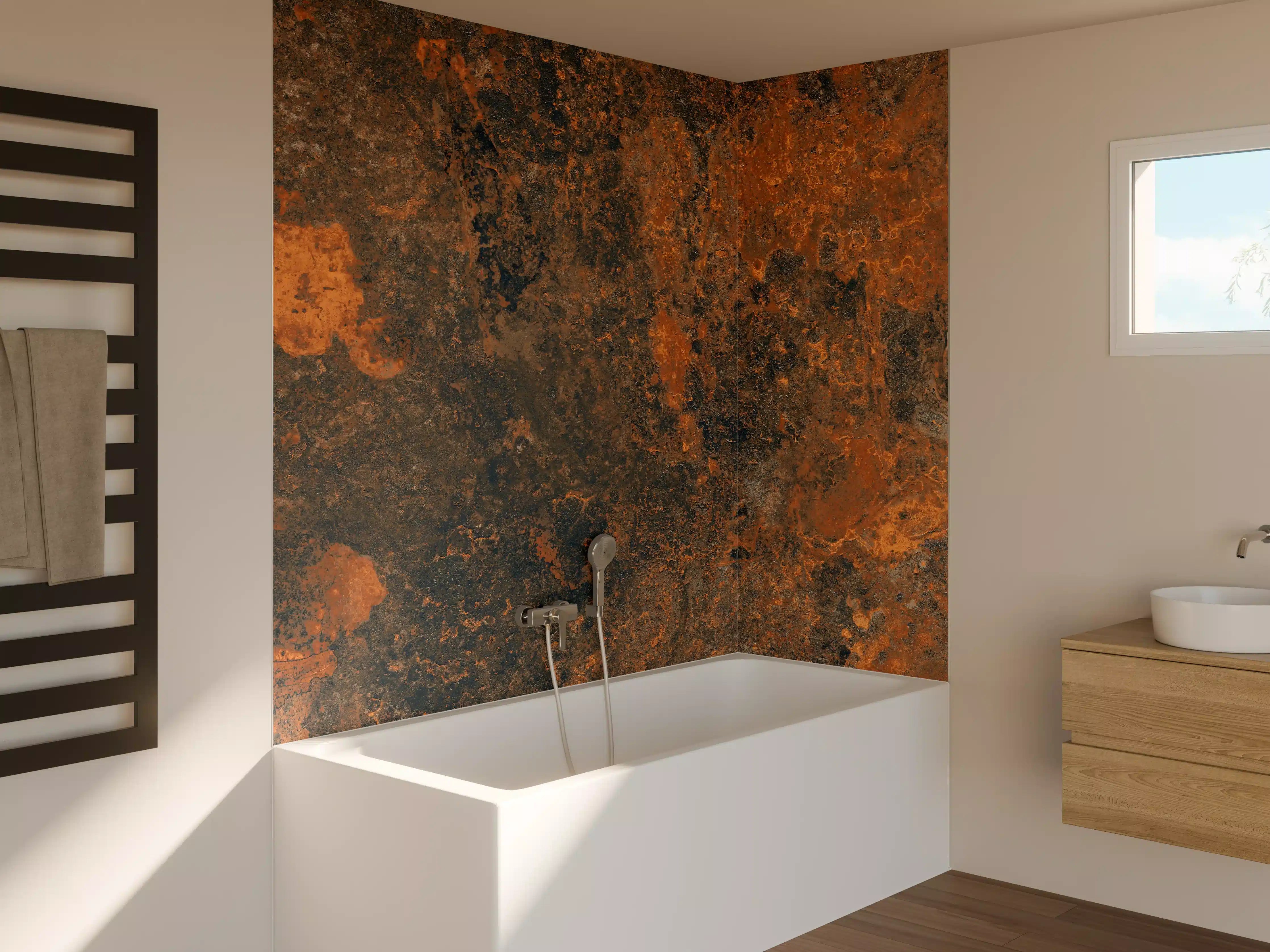 Badewannen-Rückwand - Rustikales Metall Tesxtur