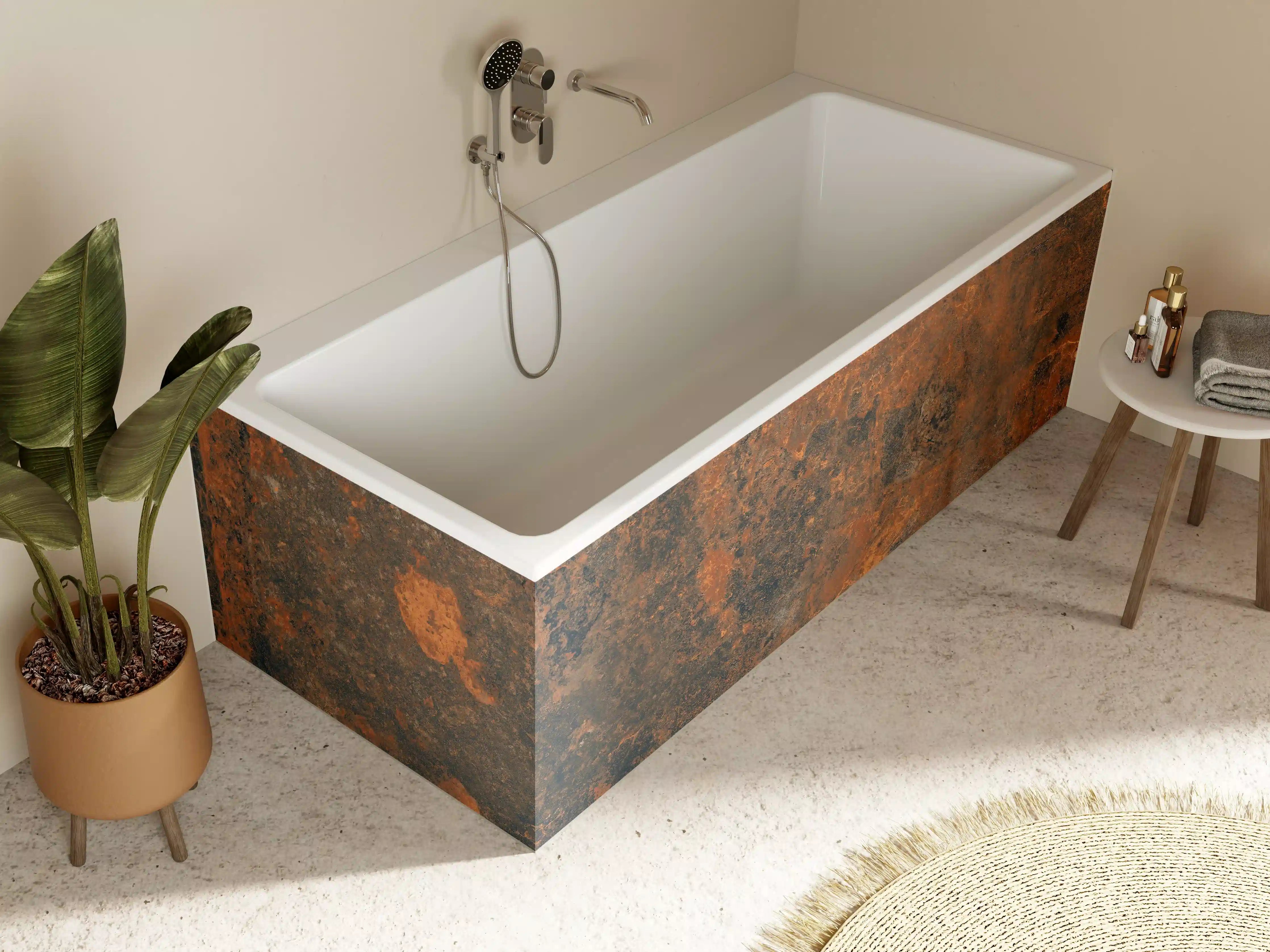 Badewannen-Rückwand - Rustikales Metall Tesxtur