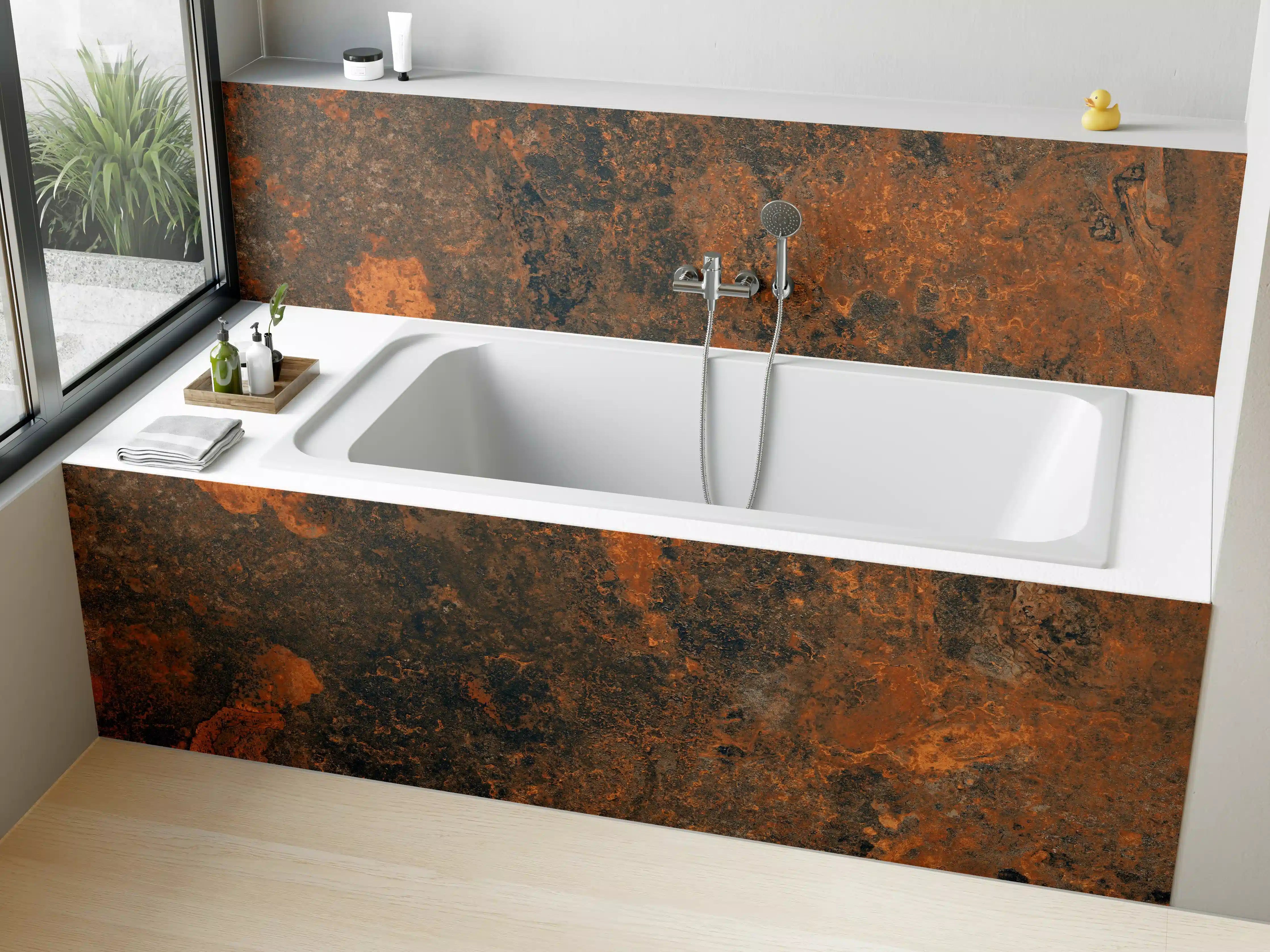 Badewannen-Rückwand - Rustikales Metall Tesxtur