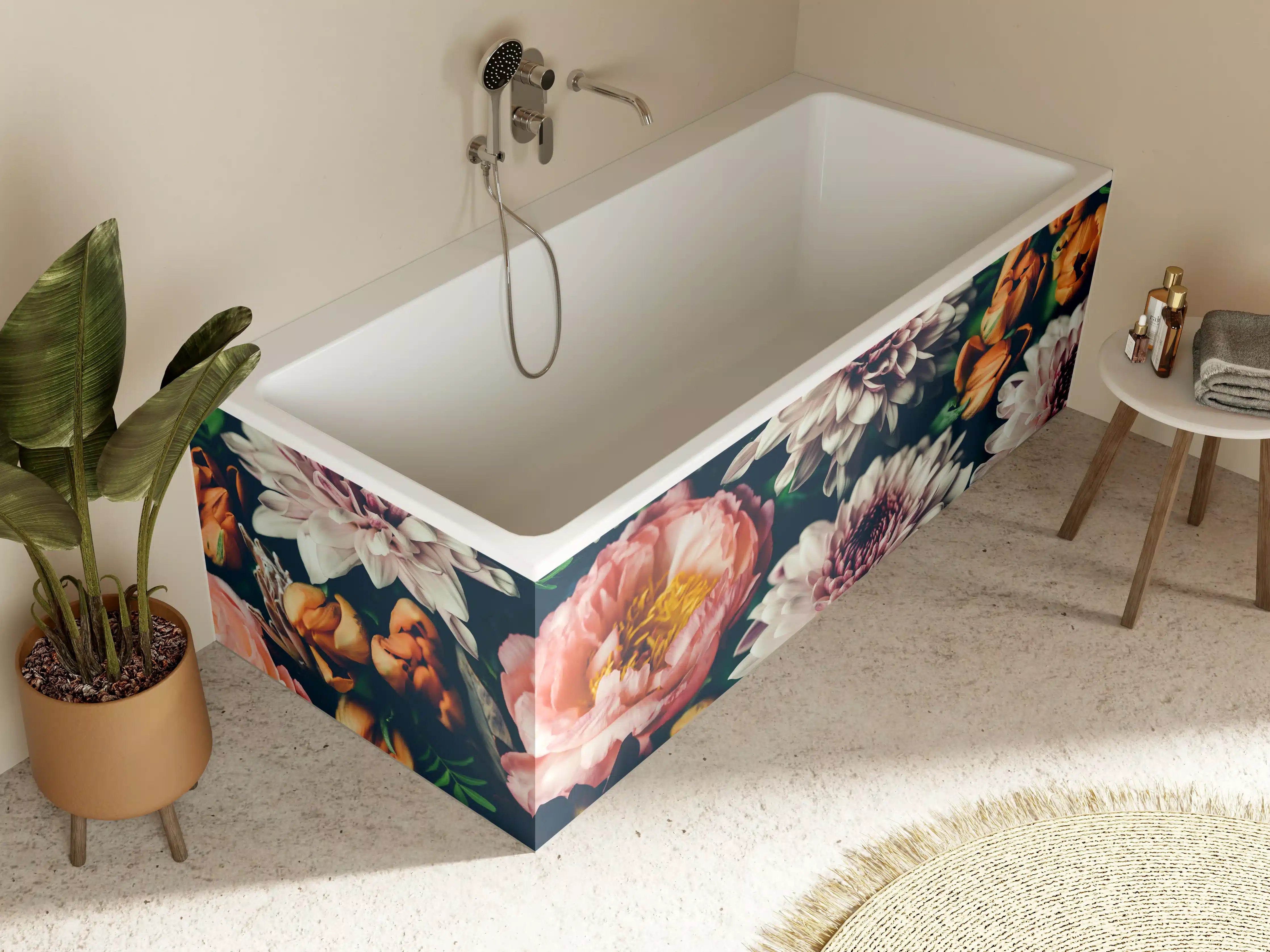 Badewannen-Rückwand - Sanfte Blüten im Blumenmeer