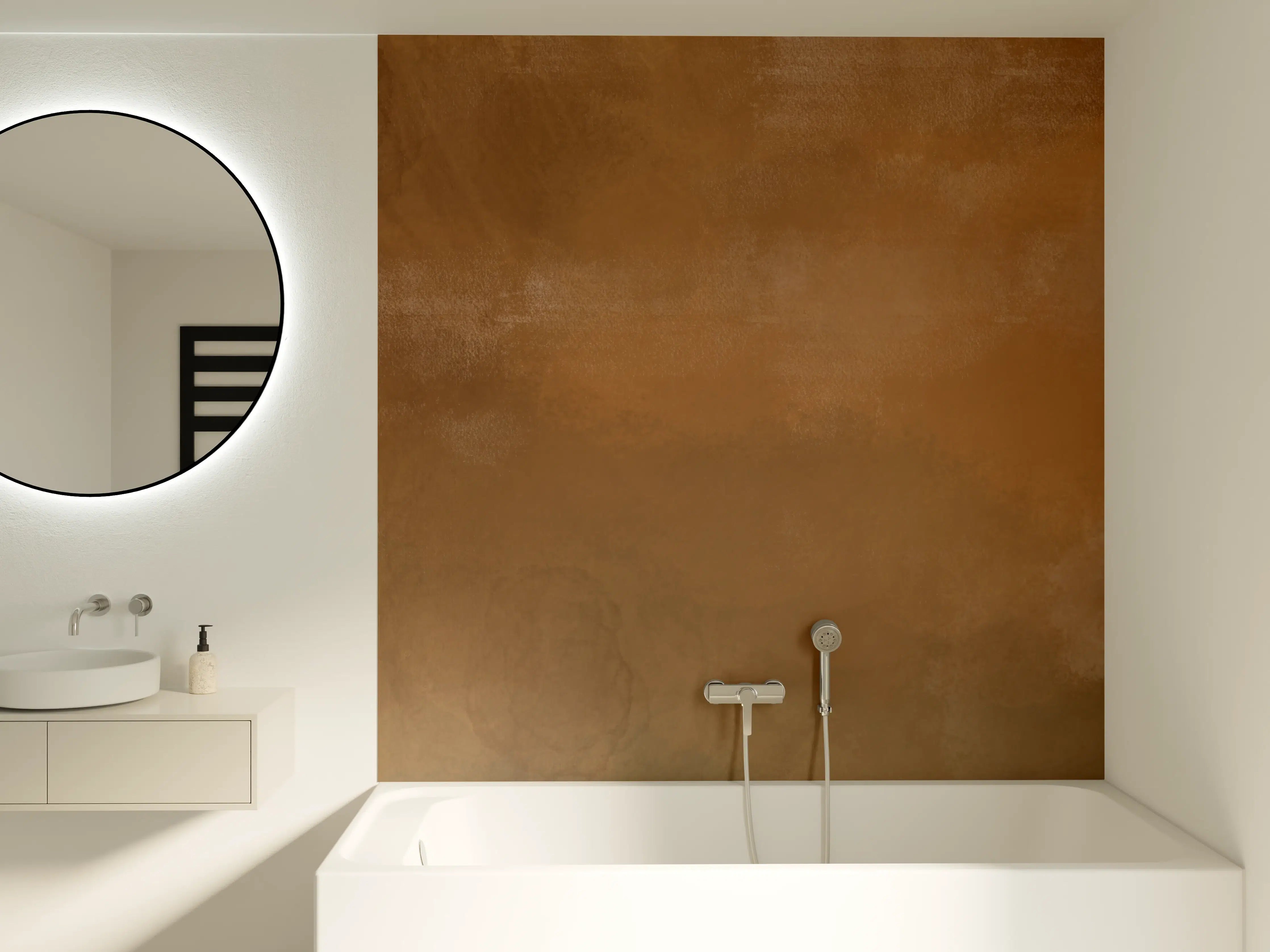 Badewannen-Rückwand - Sanfte Creme- und Taupe-Nuancen