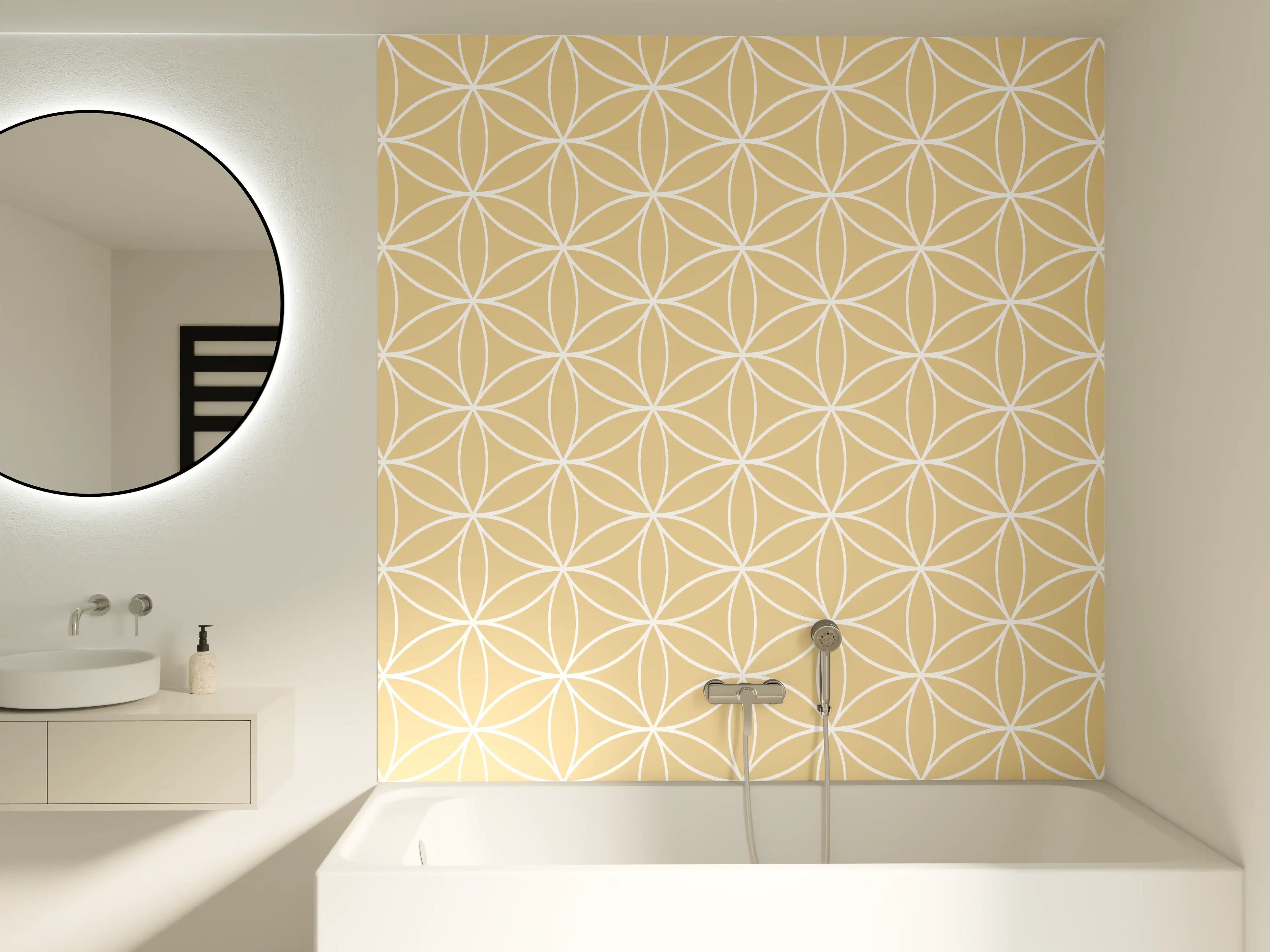 Badewannen-Rückwand - Sanfte Grautöne in geometrischen Designs