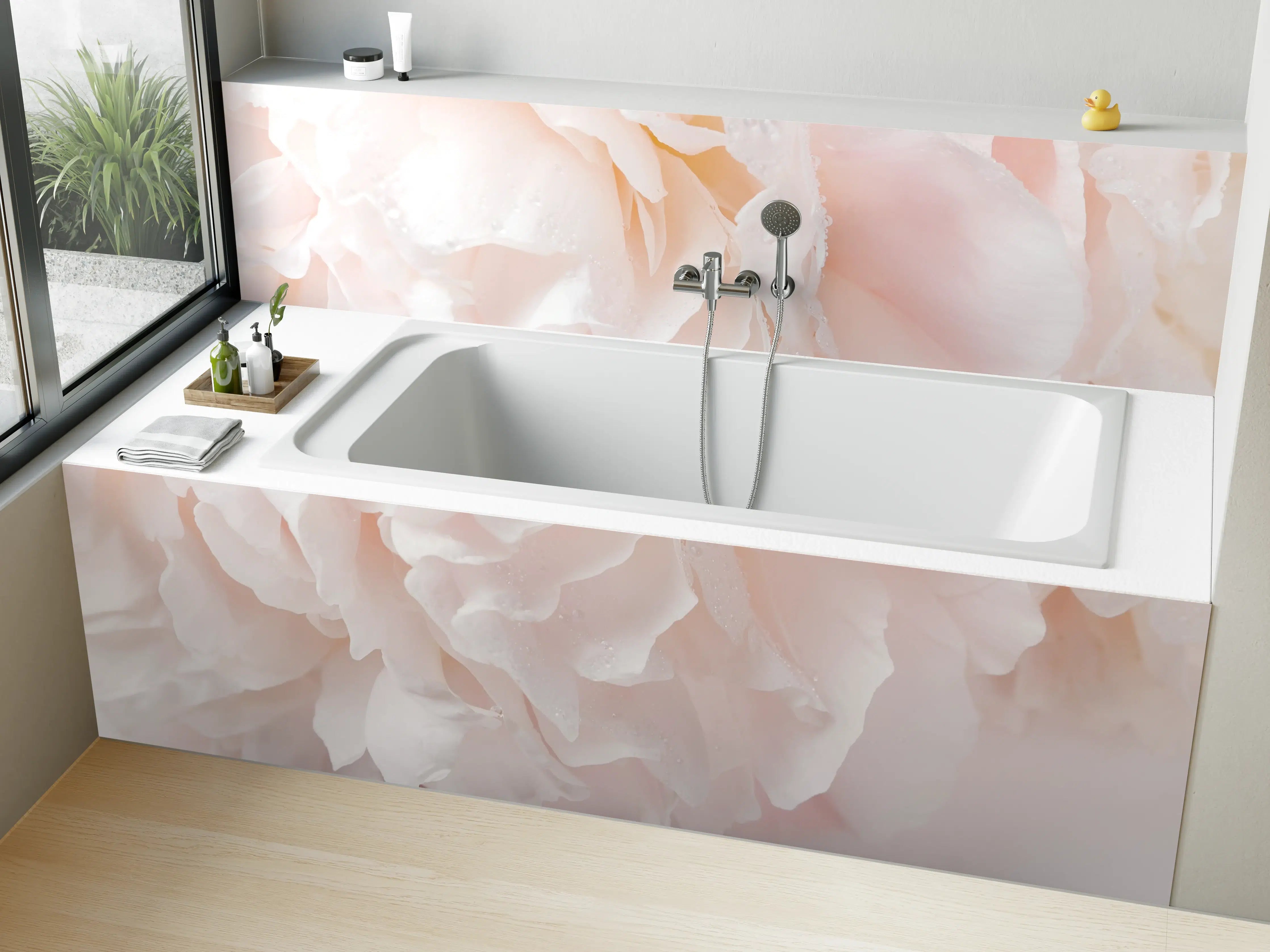 Badewannen-Rückwand - Sanfte Nahaufnahme von Blumen