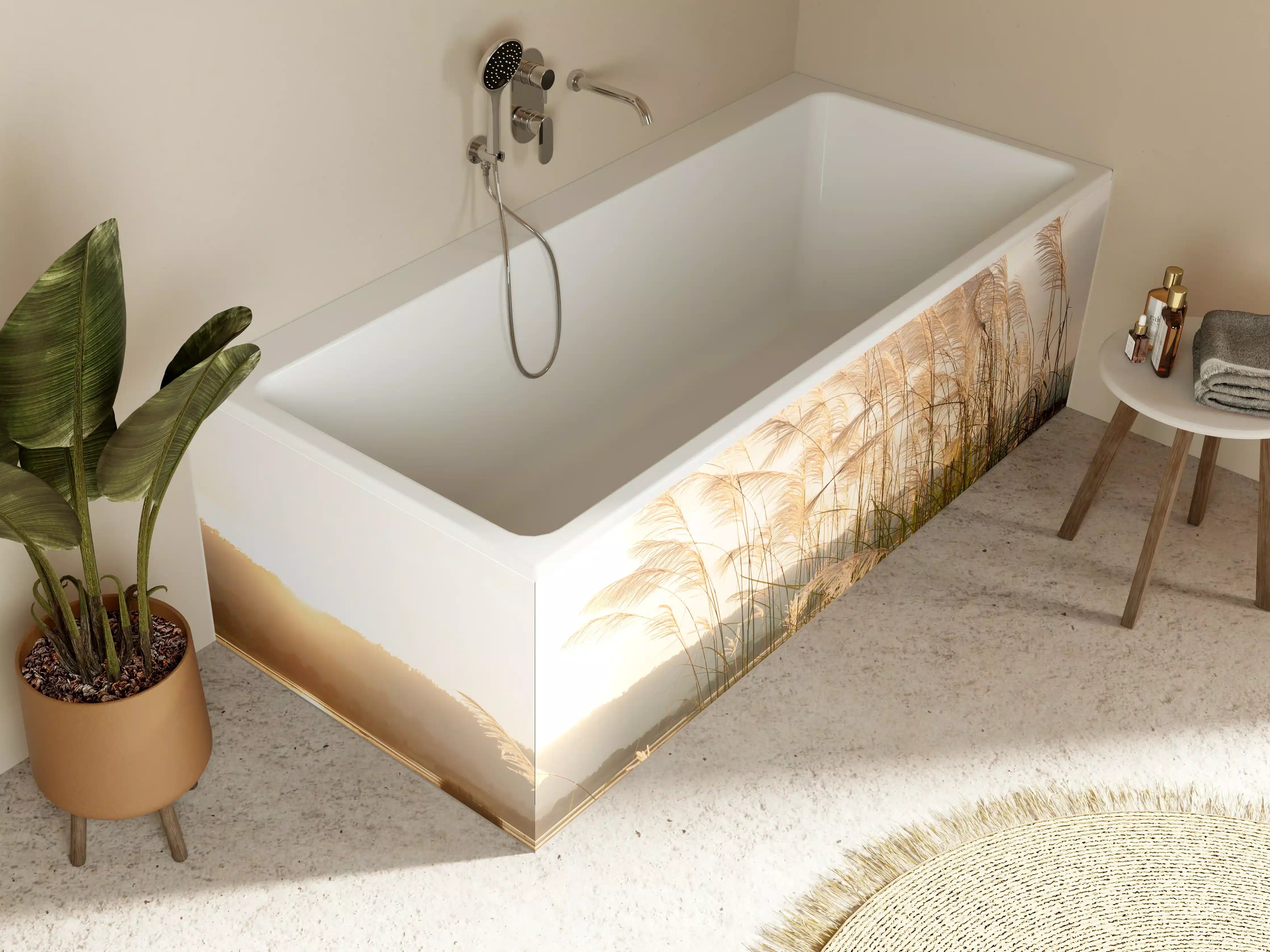 Badewannen-Rückwand - Sanfte Natur am Wasser