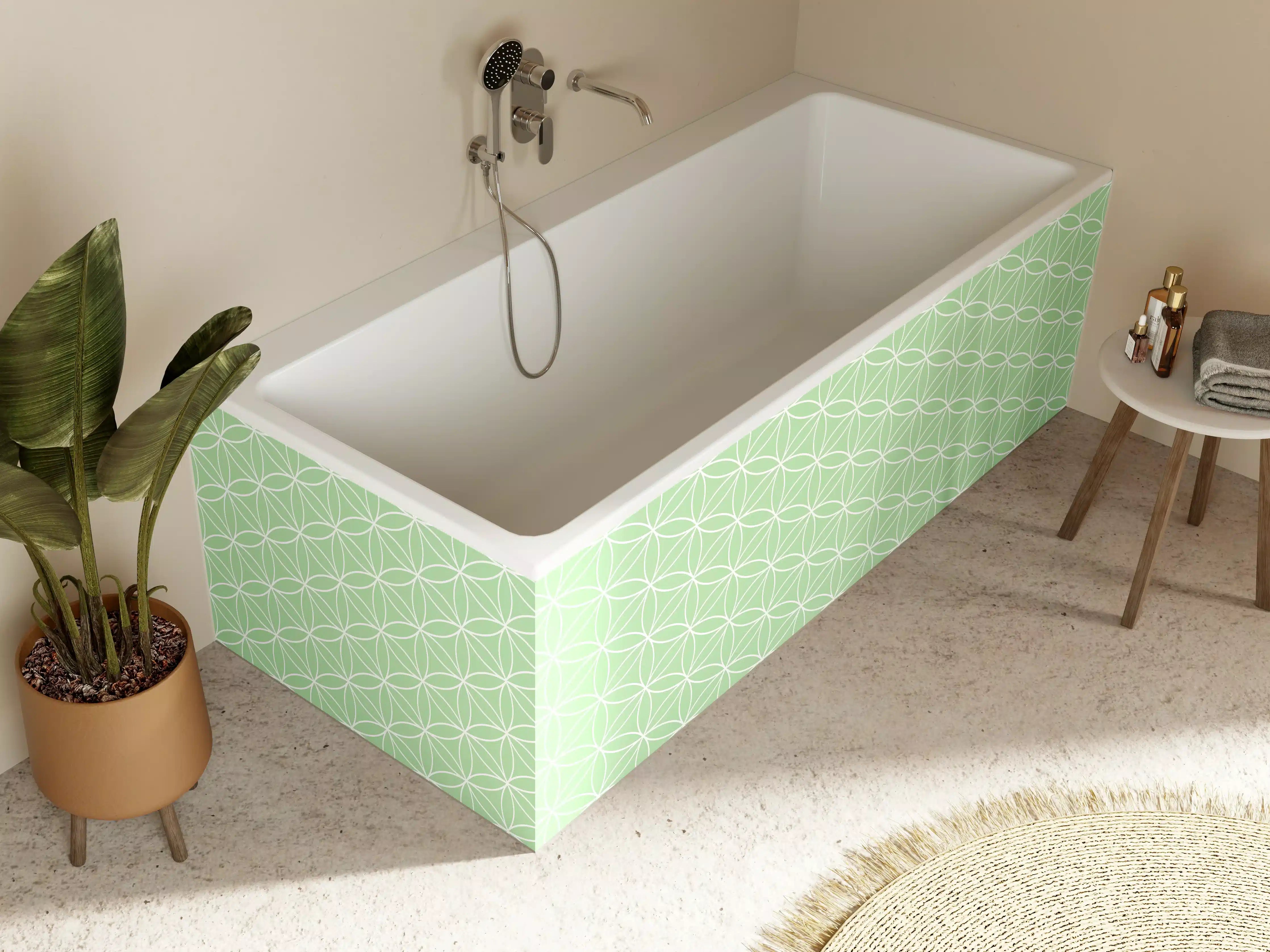 Badewannen-Rückwand - Sanftes Grau in Mintfarben