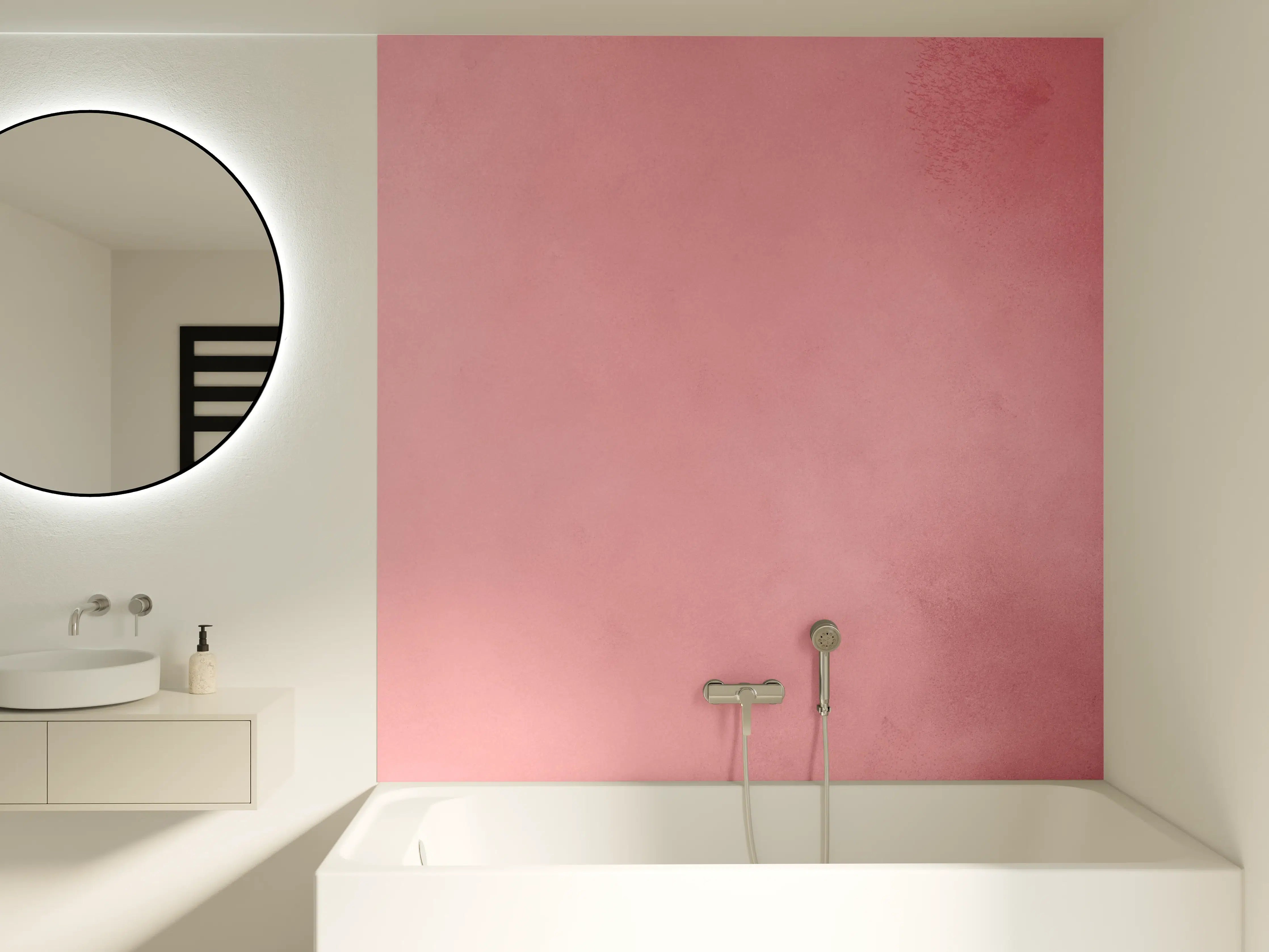 Badewannen-Rückwand - Sanftes Rosa mit Farbverlauf
