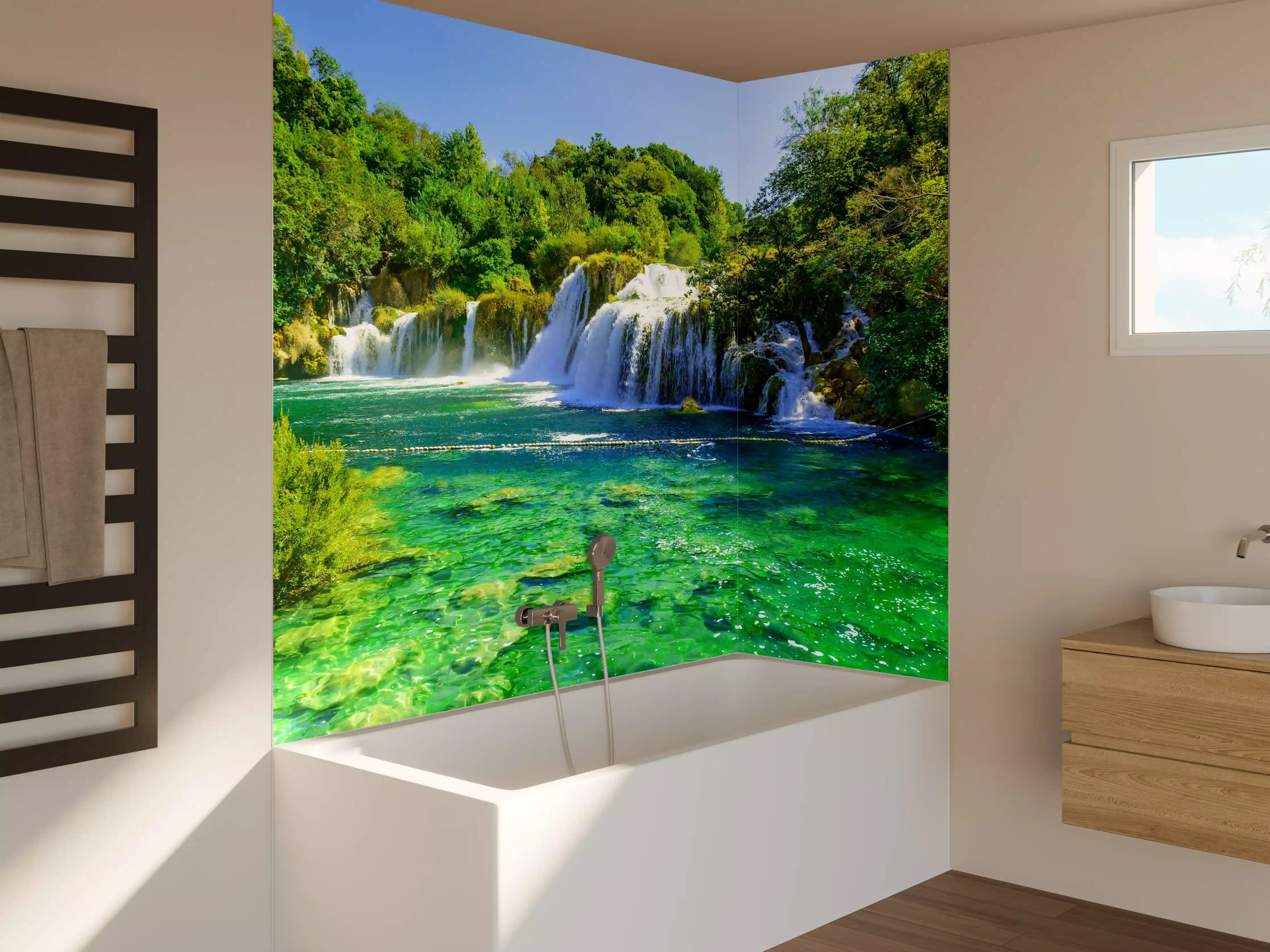 Badewannen-Rückwand - Satte grüne Wasserfälle - Kroatien