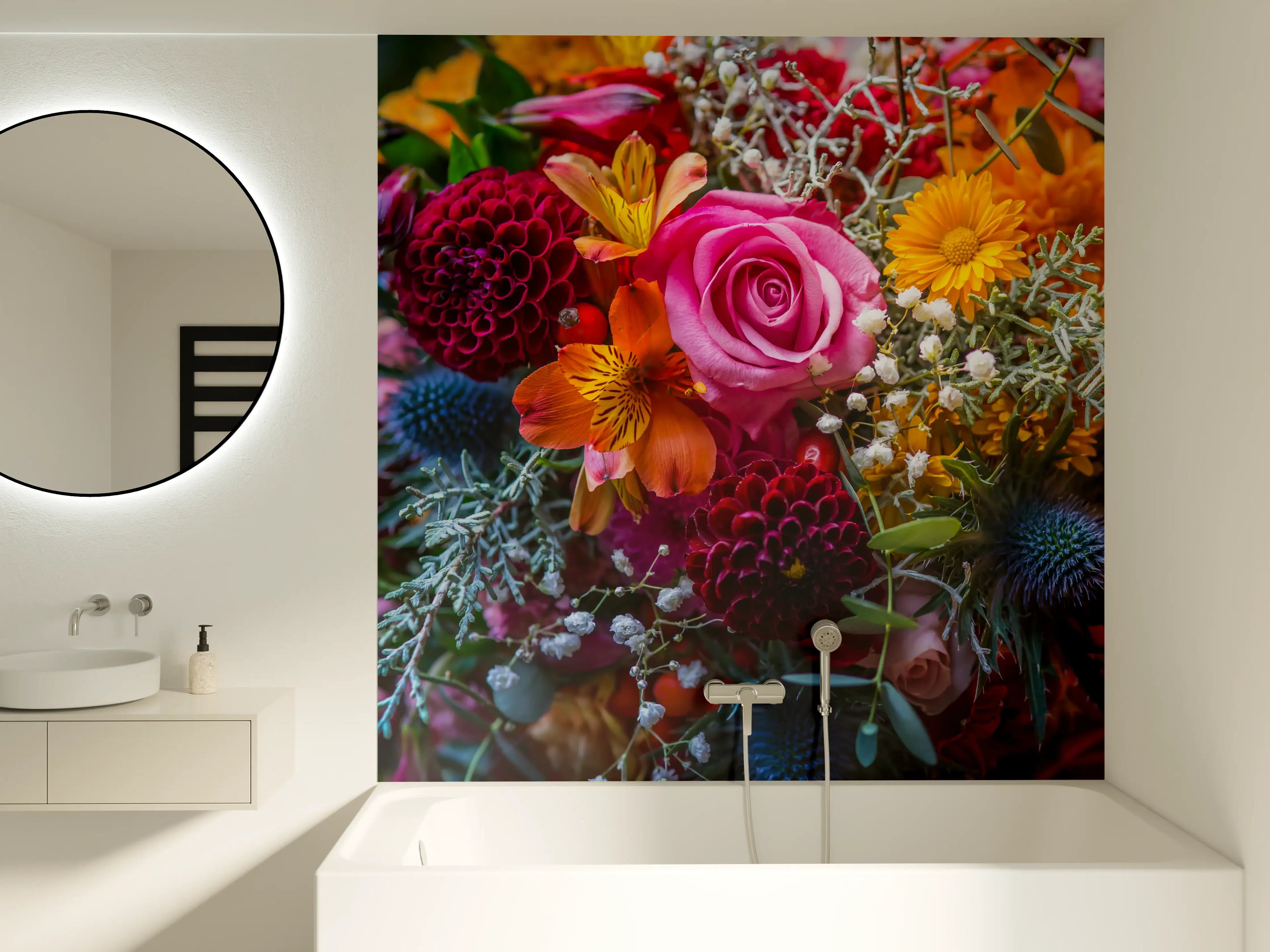 Badewannen-Rückwand - Satter bunter Blumenstrauß