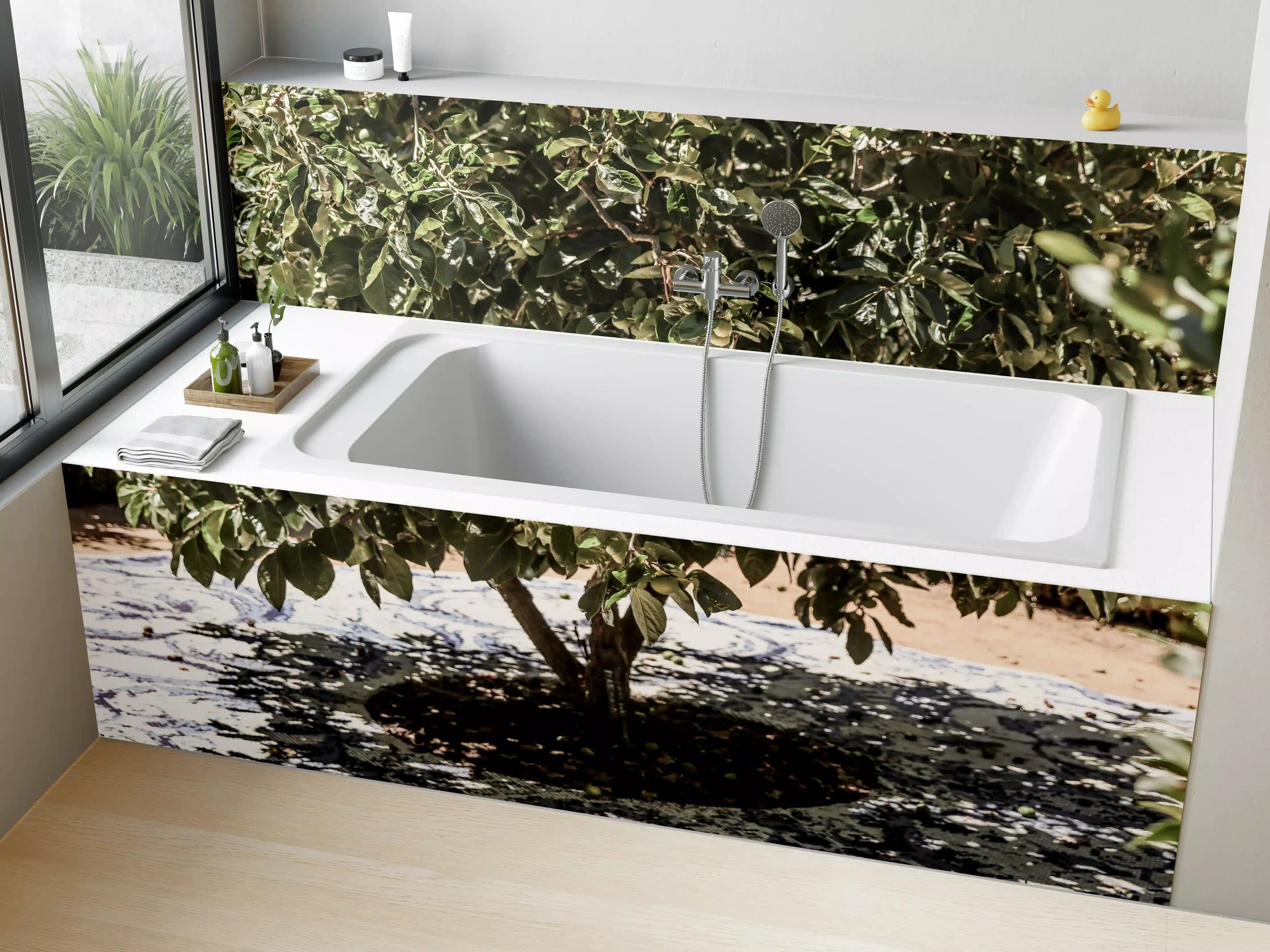 Badewannen-Rückwand - Schattiges Baummosaik Natur