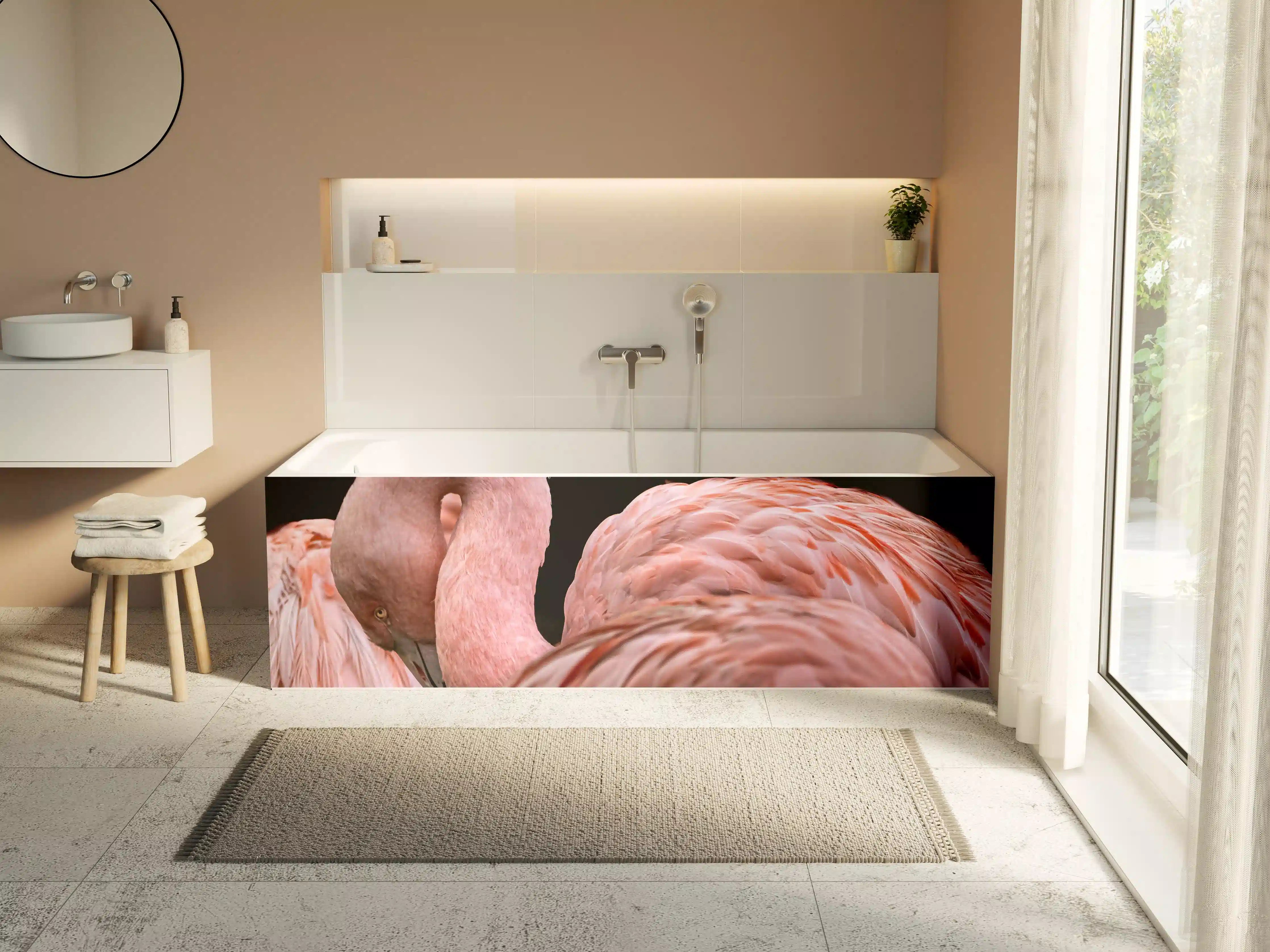 Badewannen-Rückwand - Schnappschuss eines Flamingo