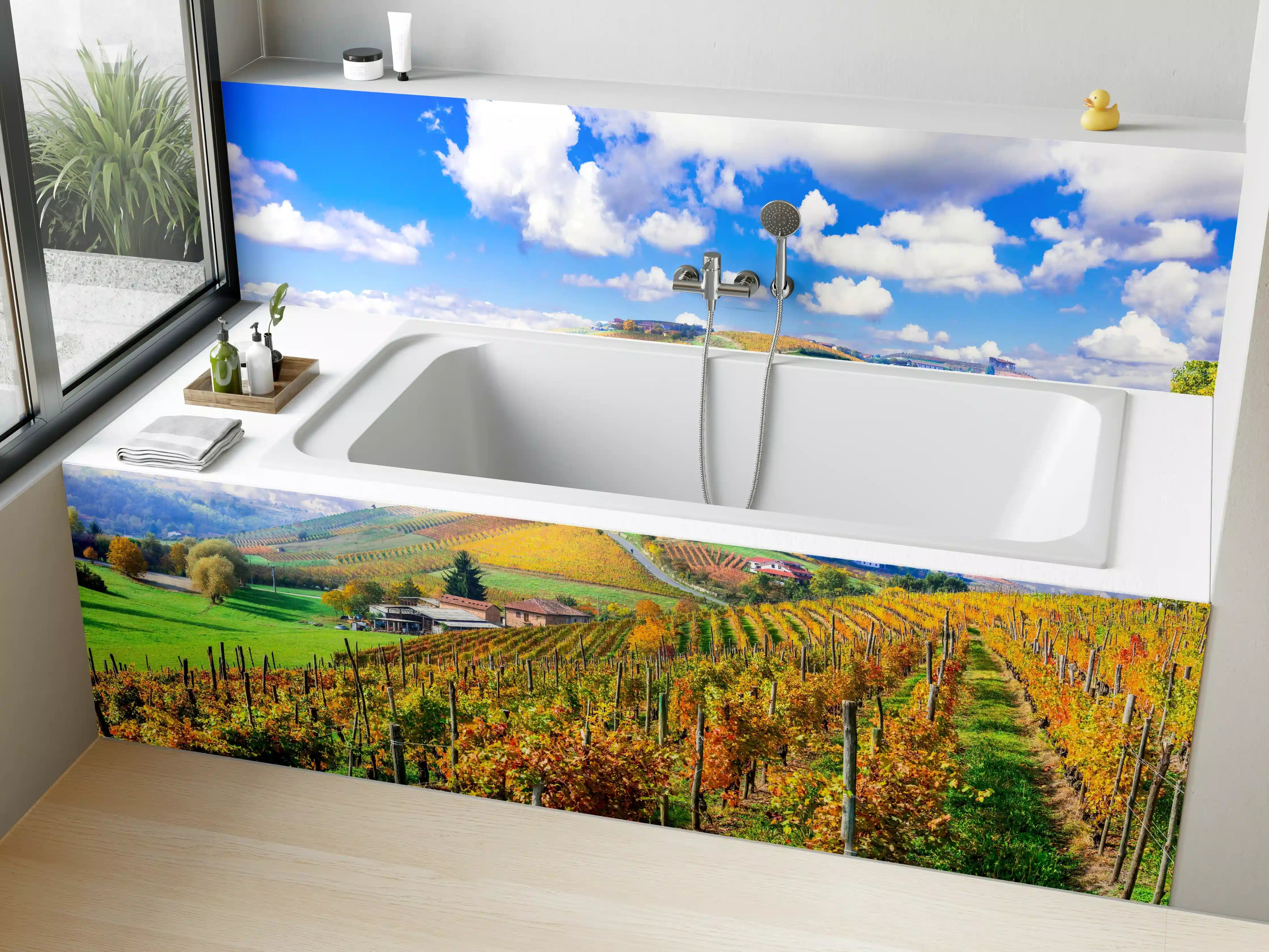Badewannen-Rückwand - Schöne Herbstlandschaft mit Weinbergen - Toskana