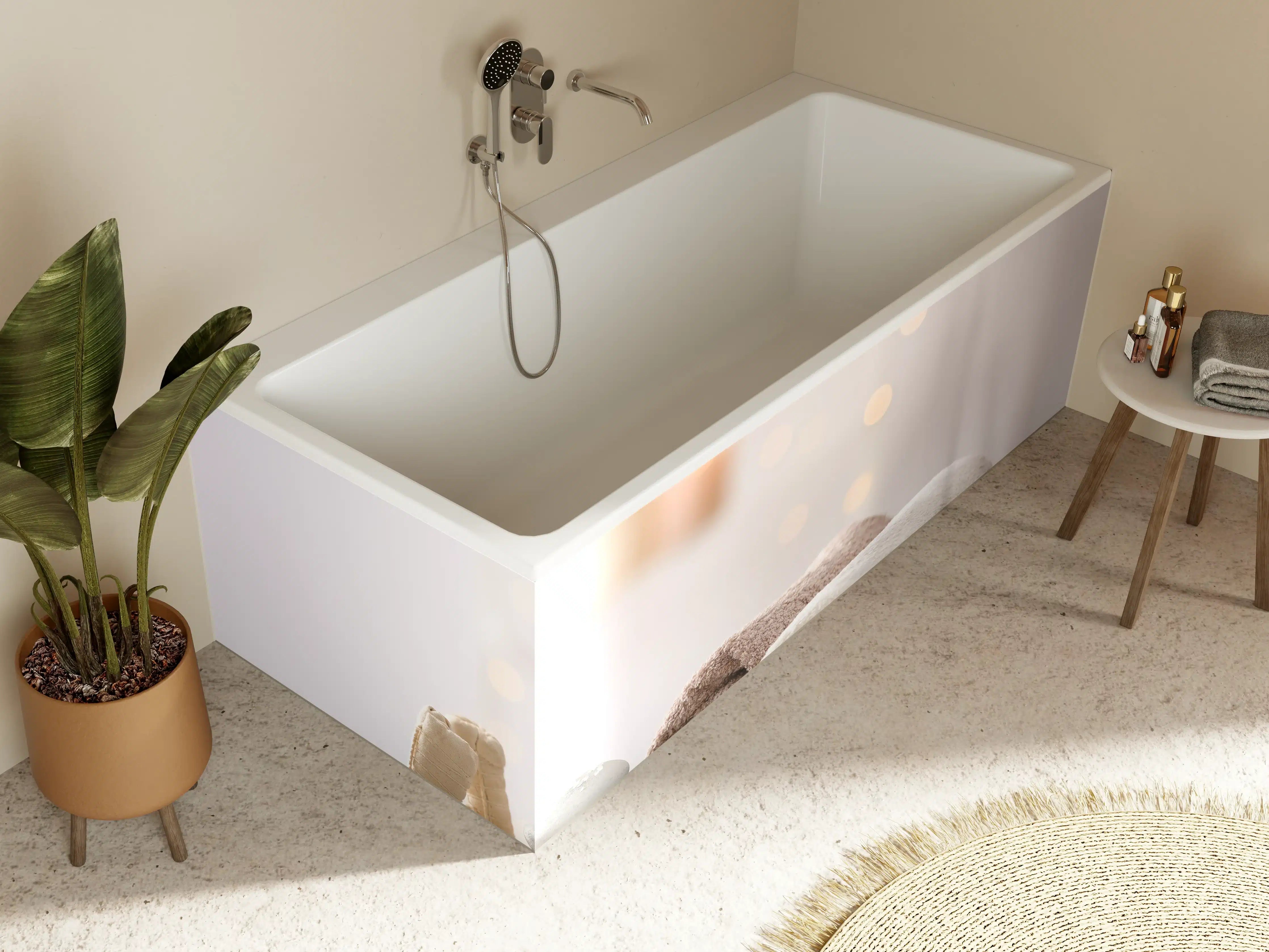Badewannen-Rückwand - Schöne Spa-Komposition auf Tisch