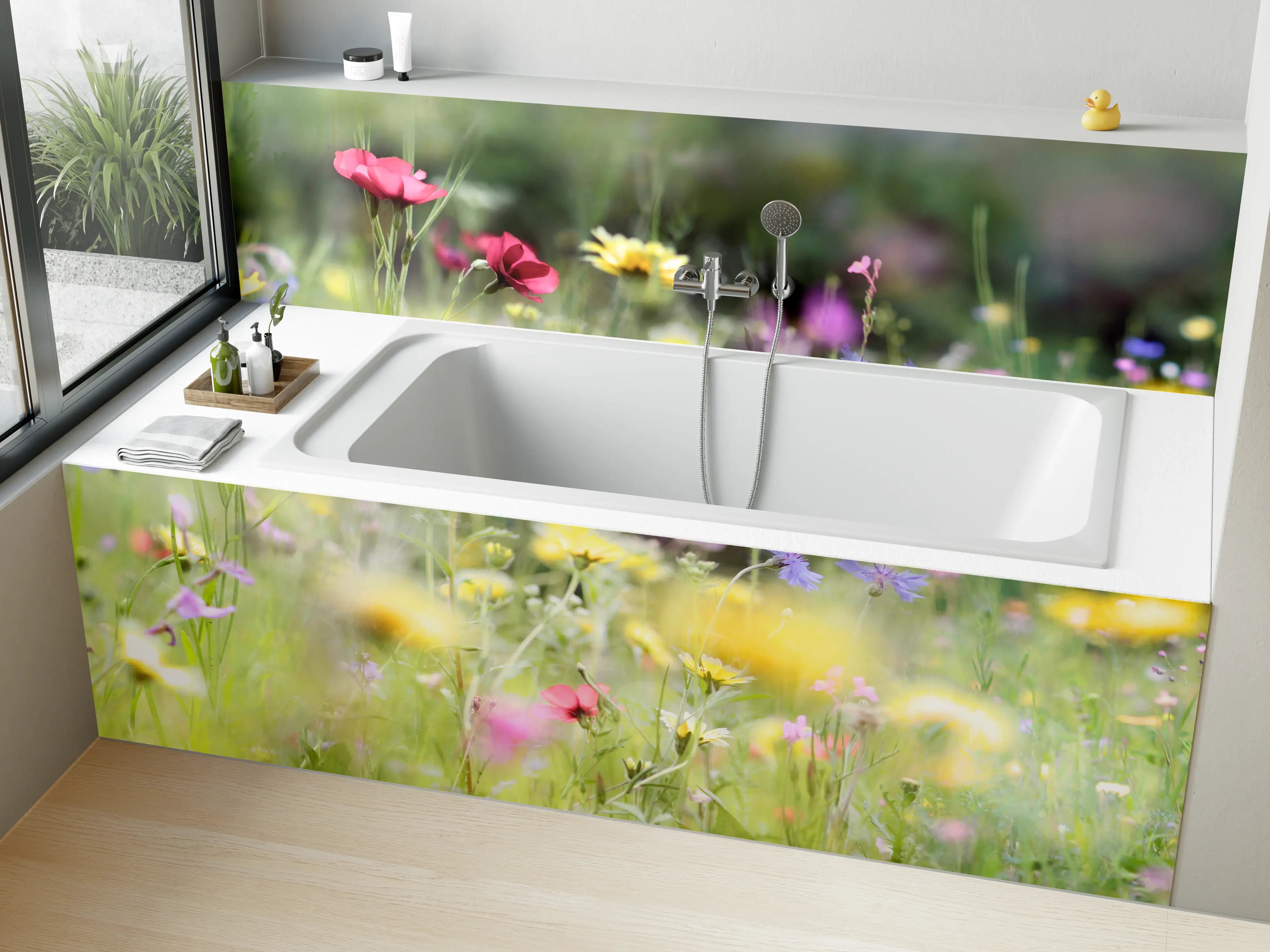 Badewannen-Rückwand - Schöne Wildblumenwiese
