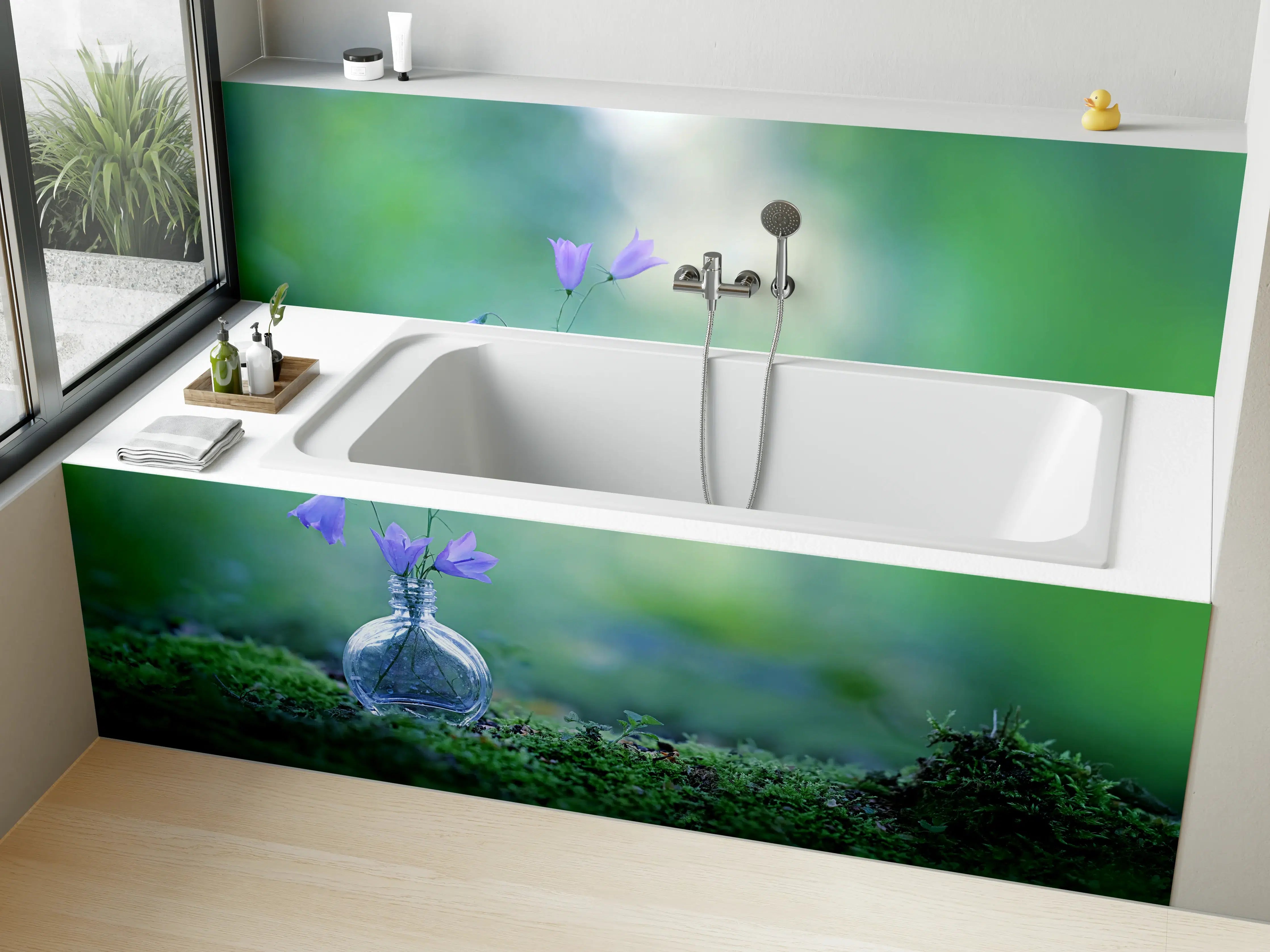 Badewannen-Rückwand - Schöne campanula Blumen