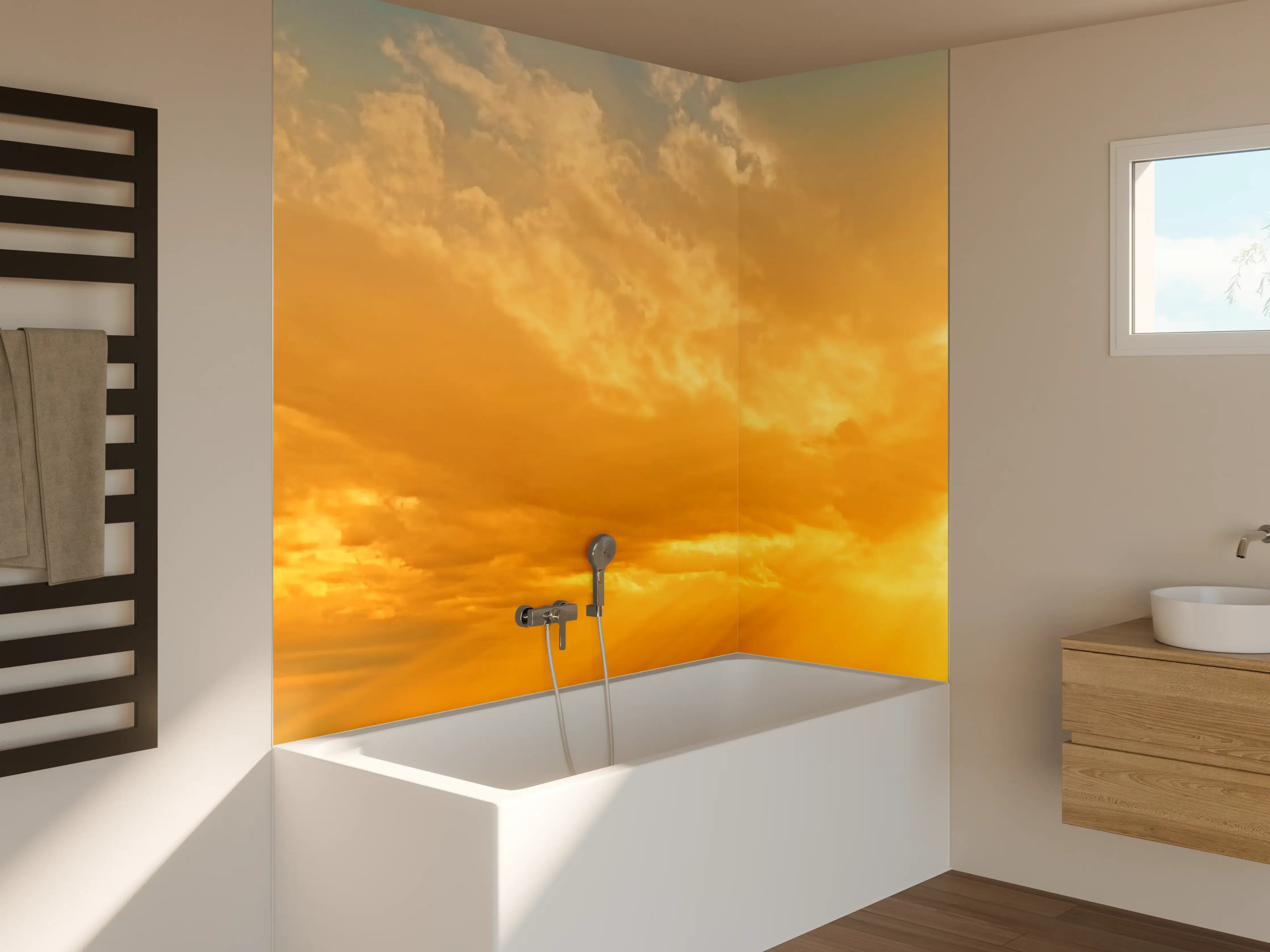 Badewannen-Rückwand - Schöner Blick auf Sonnenuntergang