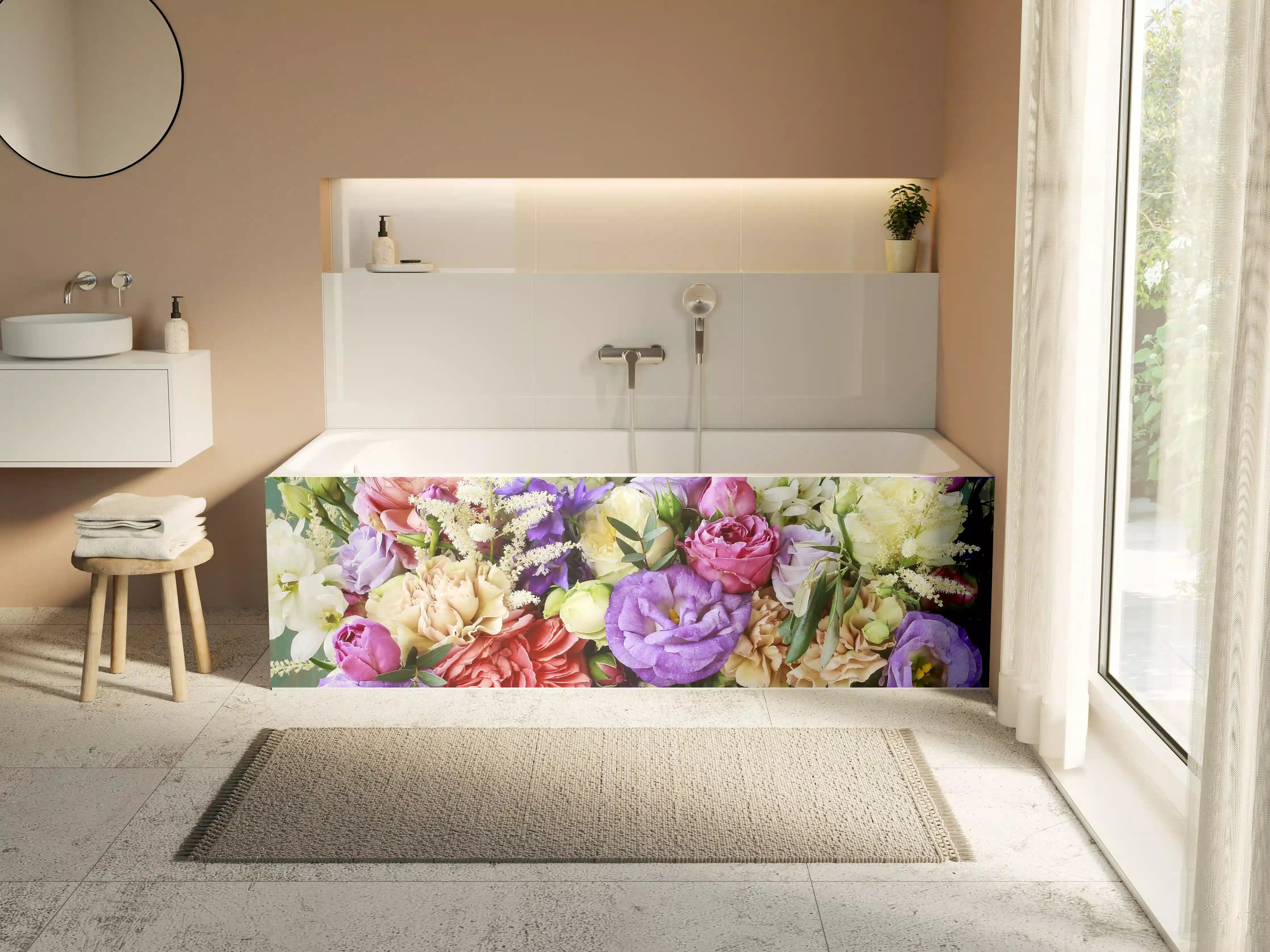 Badewannen-Rückwand - Schöner Blumenstrauß