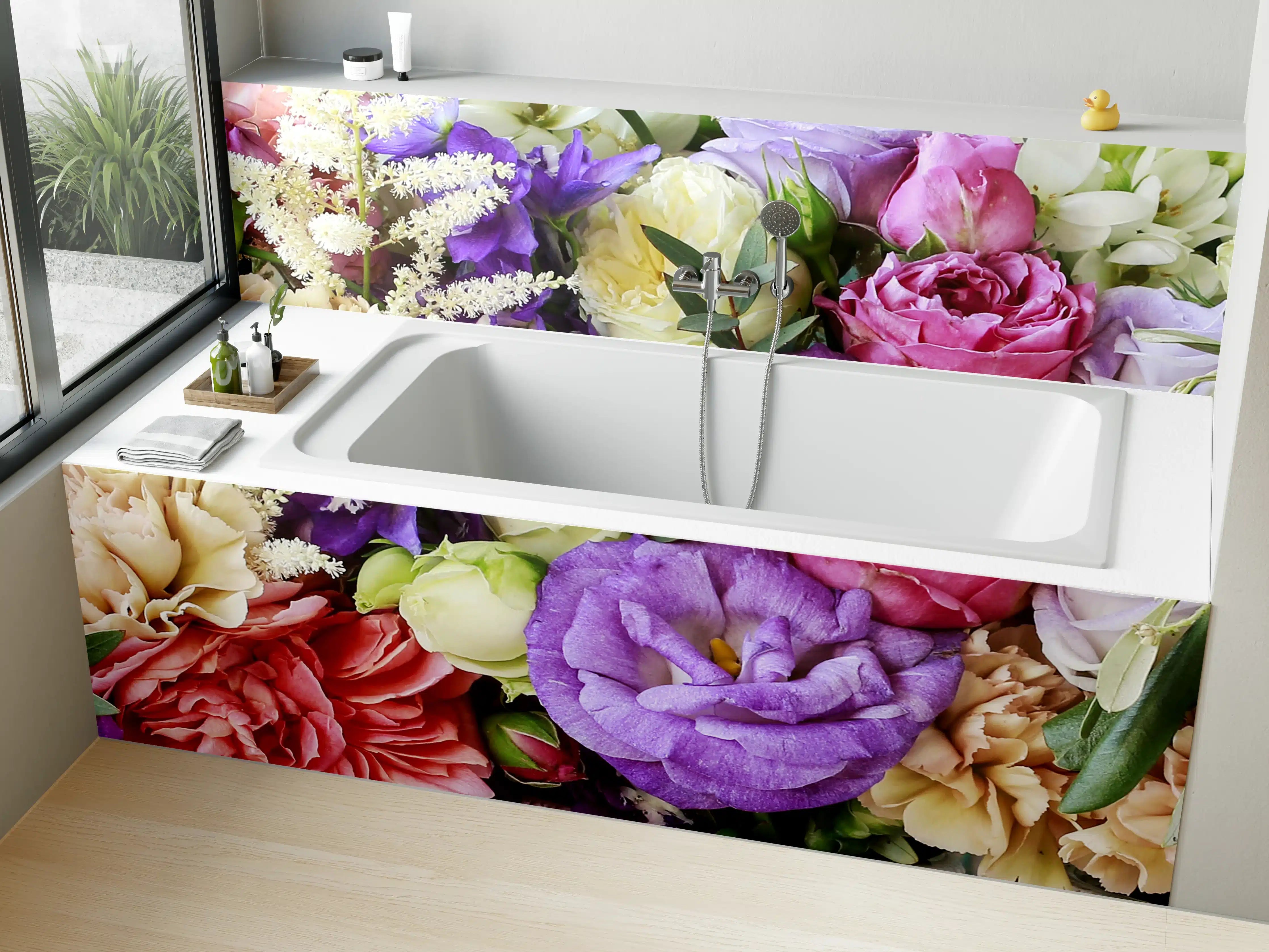 Badewannen-Rückwand - Schöner Blumenstrauß