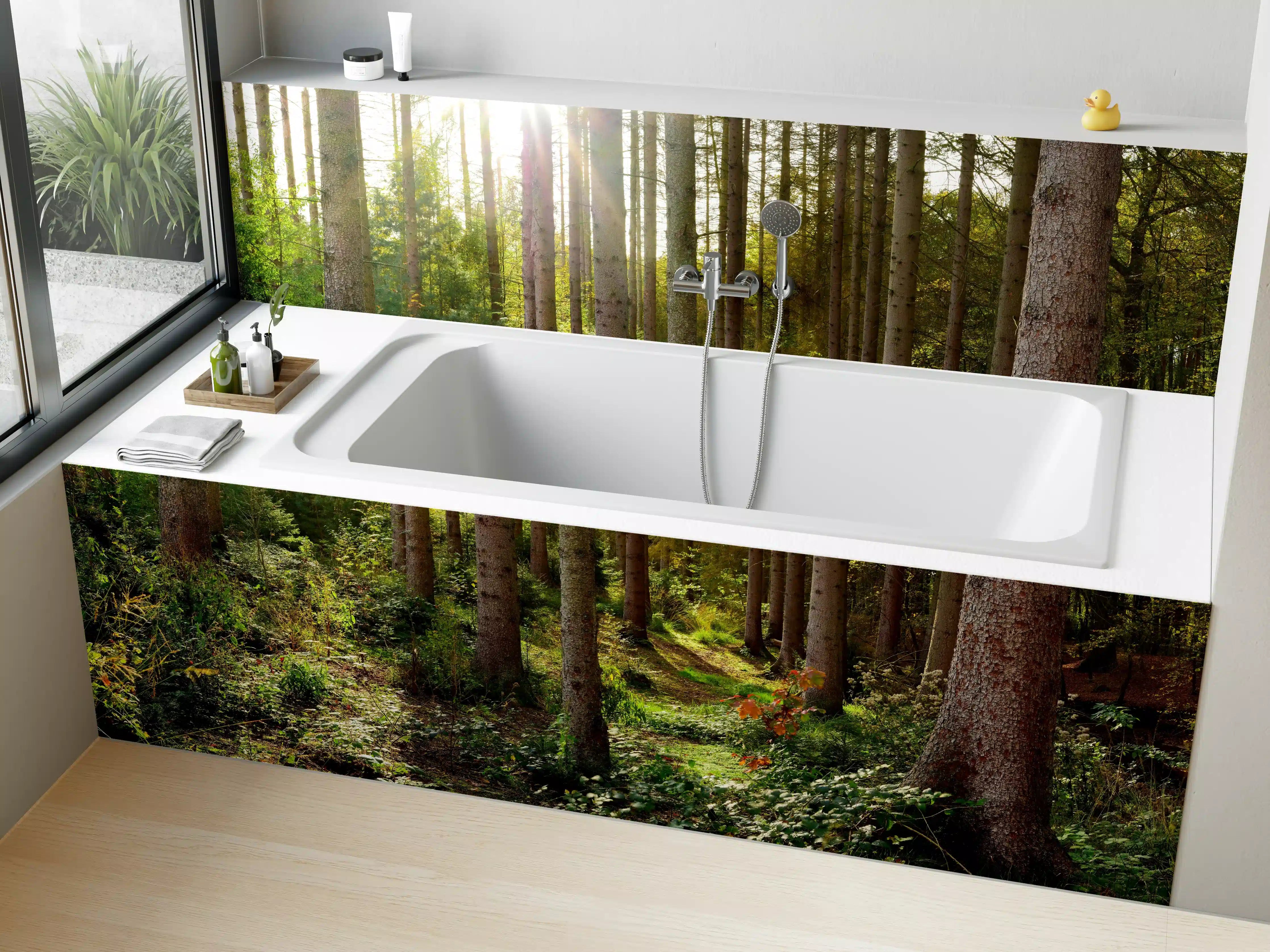 Badewannen-Rückwand - Schöner Fichtenwald im Herbst