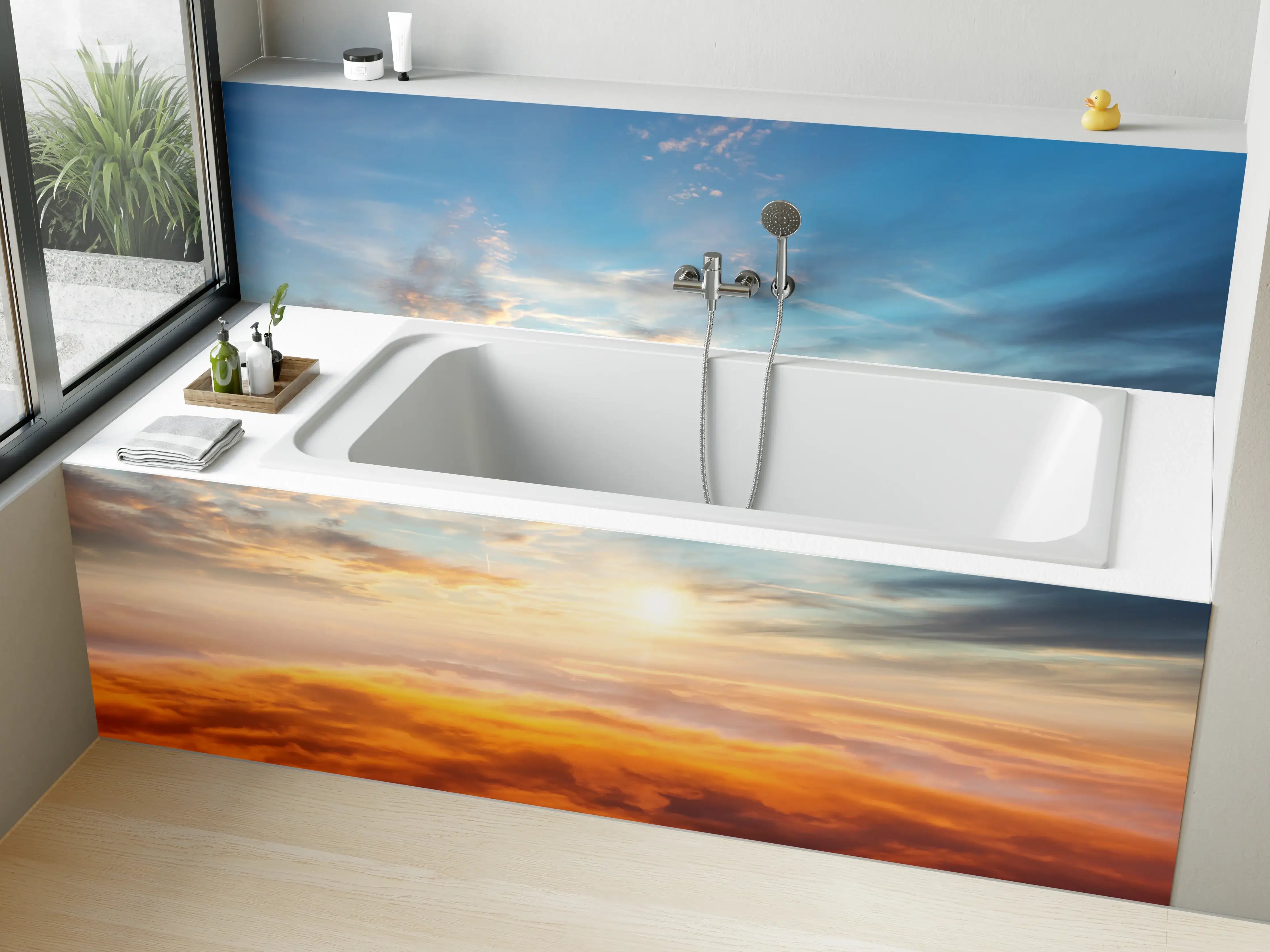 Badewannen-Rückwand - Schöner Sonnenuntergang über den Wolken
