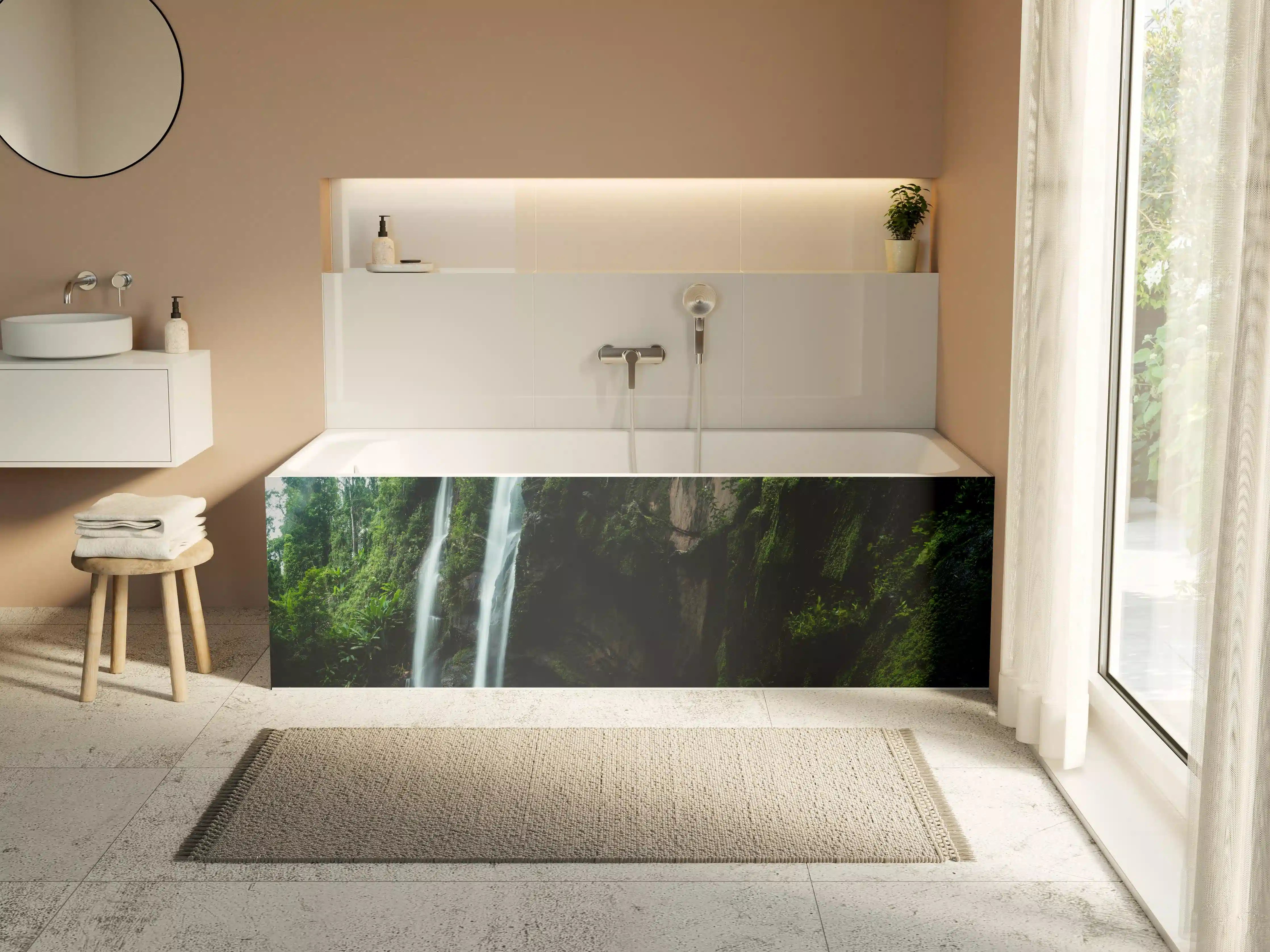 Badewannen-Rückwand - Schöner Wasserfall im Dschungel