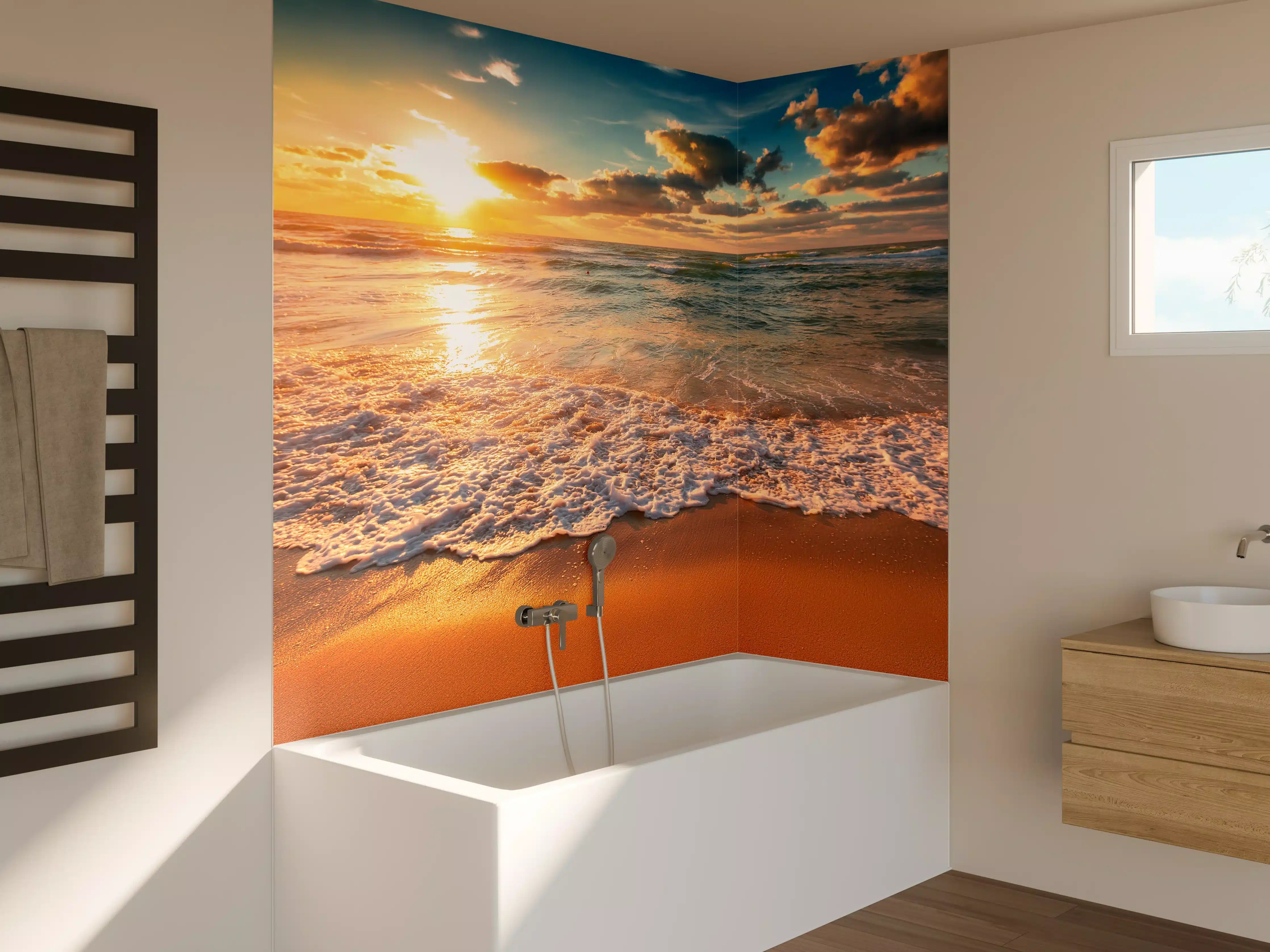 Badewannen-Rückwand - Schönes Sonnenlicht am Strand