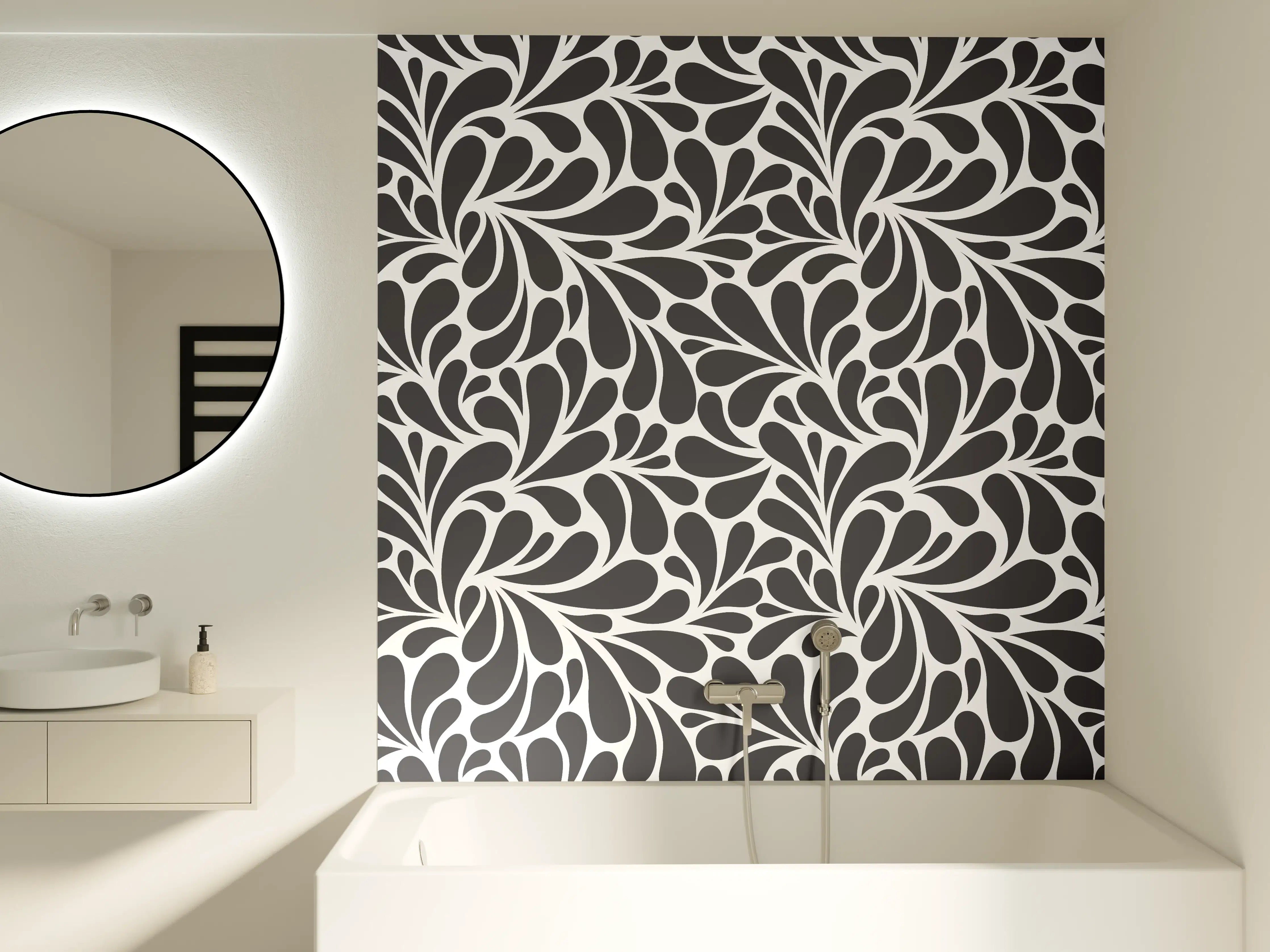 Badewannen-Rückwand - Schwarz-Weiße Ornament-Designs