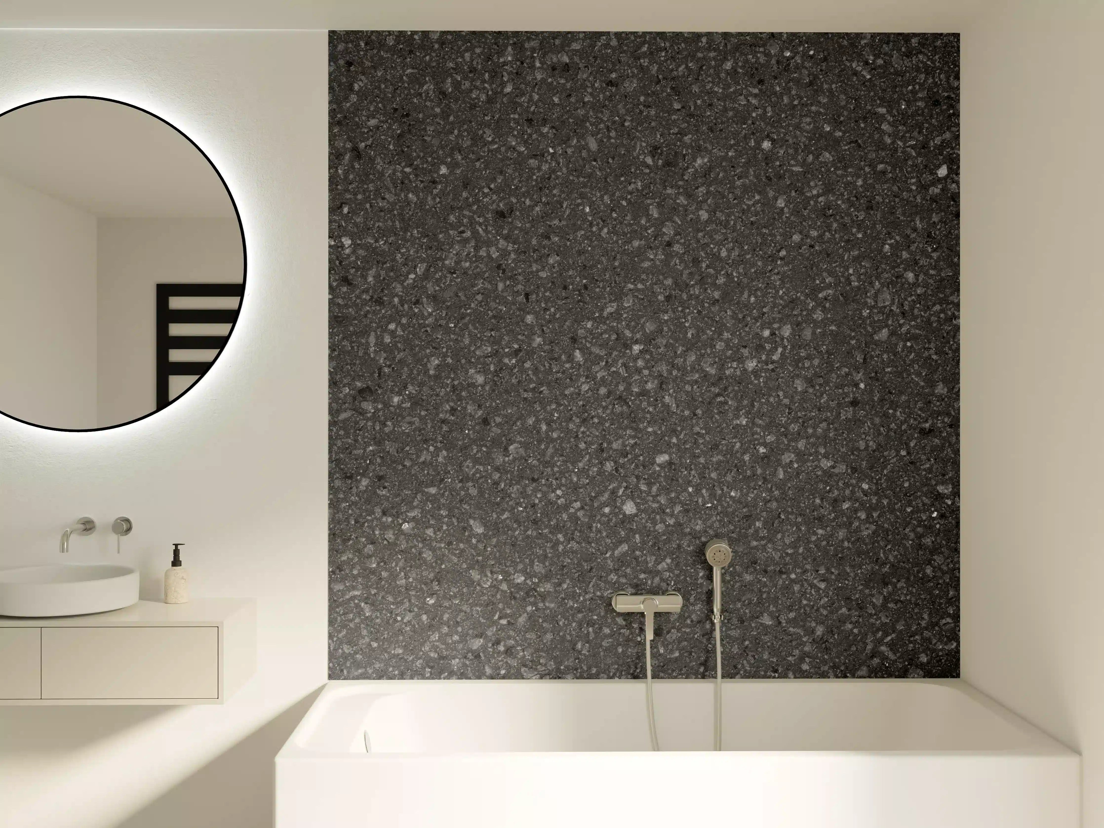 Badewannen-Rückwand - Schwarze Granit-Textur mit feiner Maserung