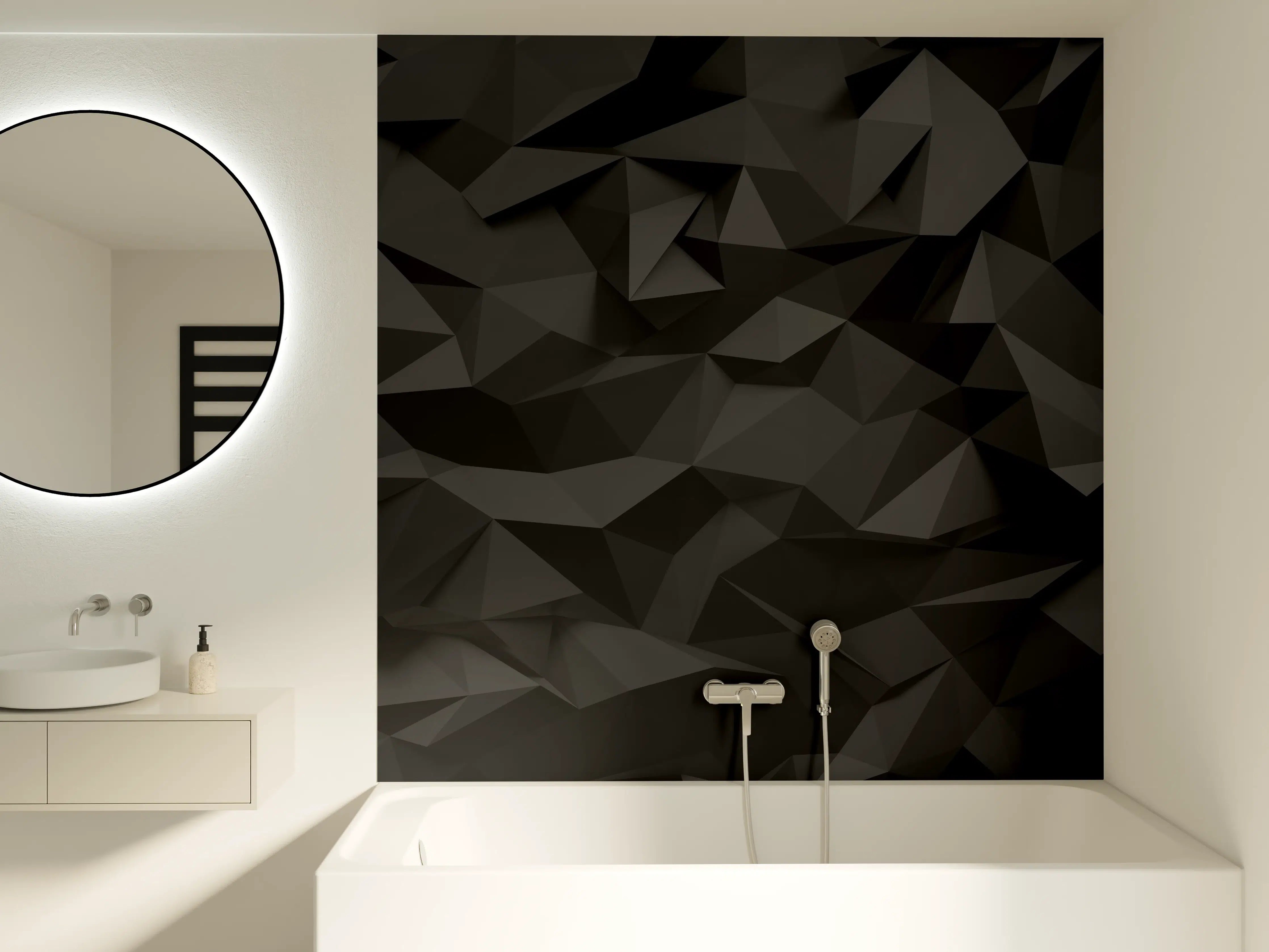 Badewannen-Rückwand - Schwarze Polygon-Muster Textur