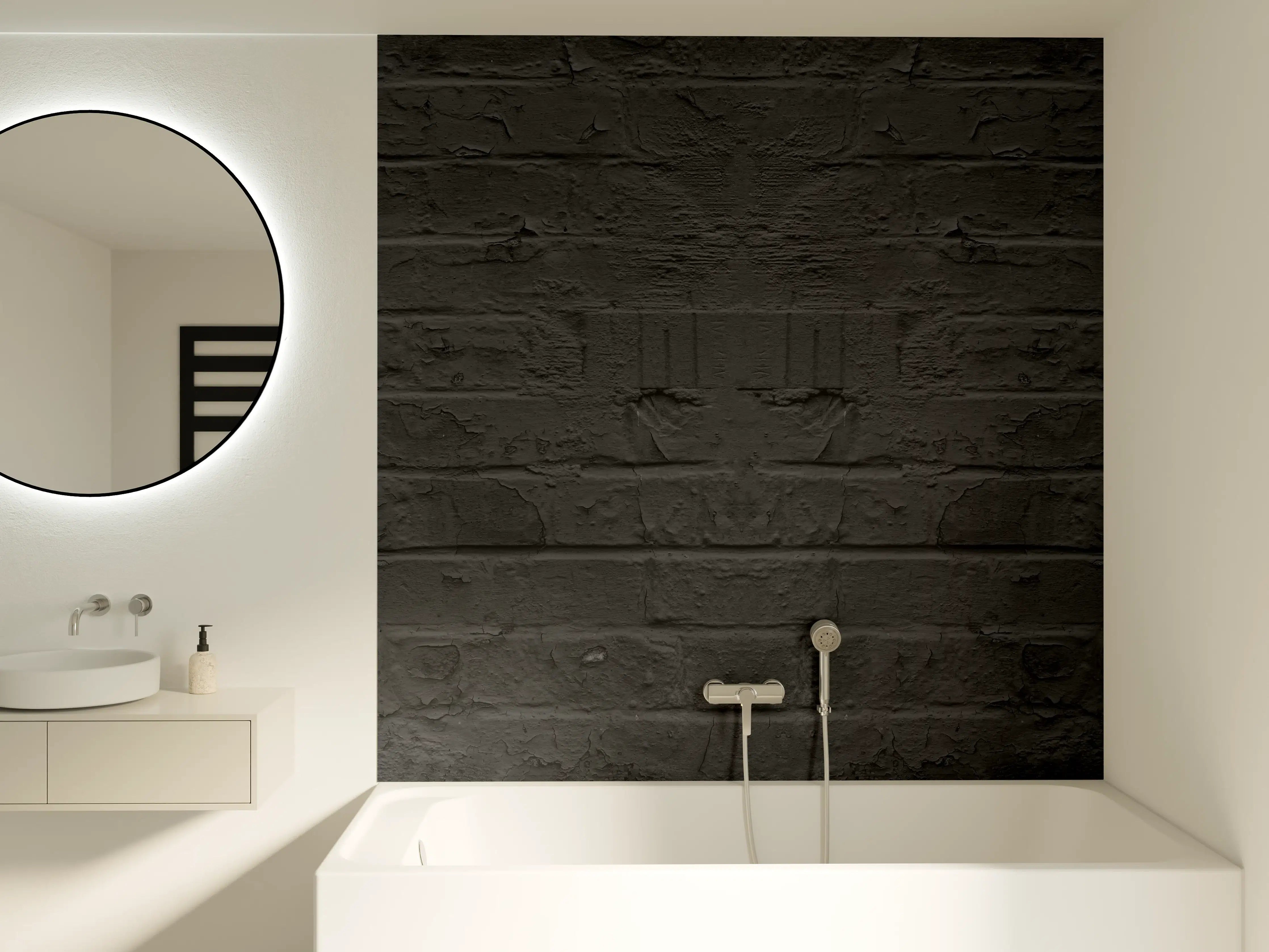 Badewannen-Rückwand - Schwarze anthrazit Ziegeln